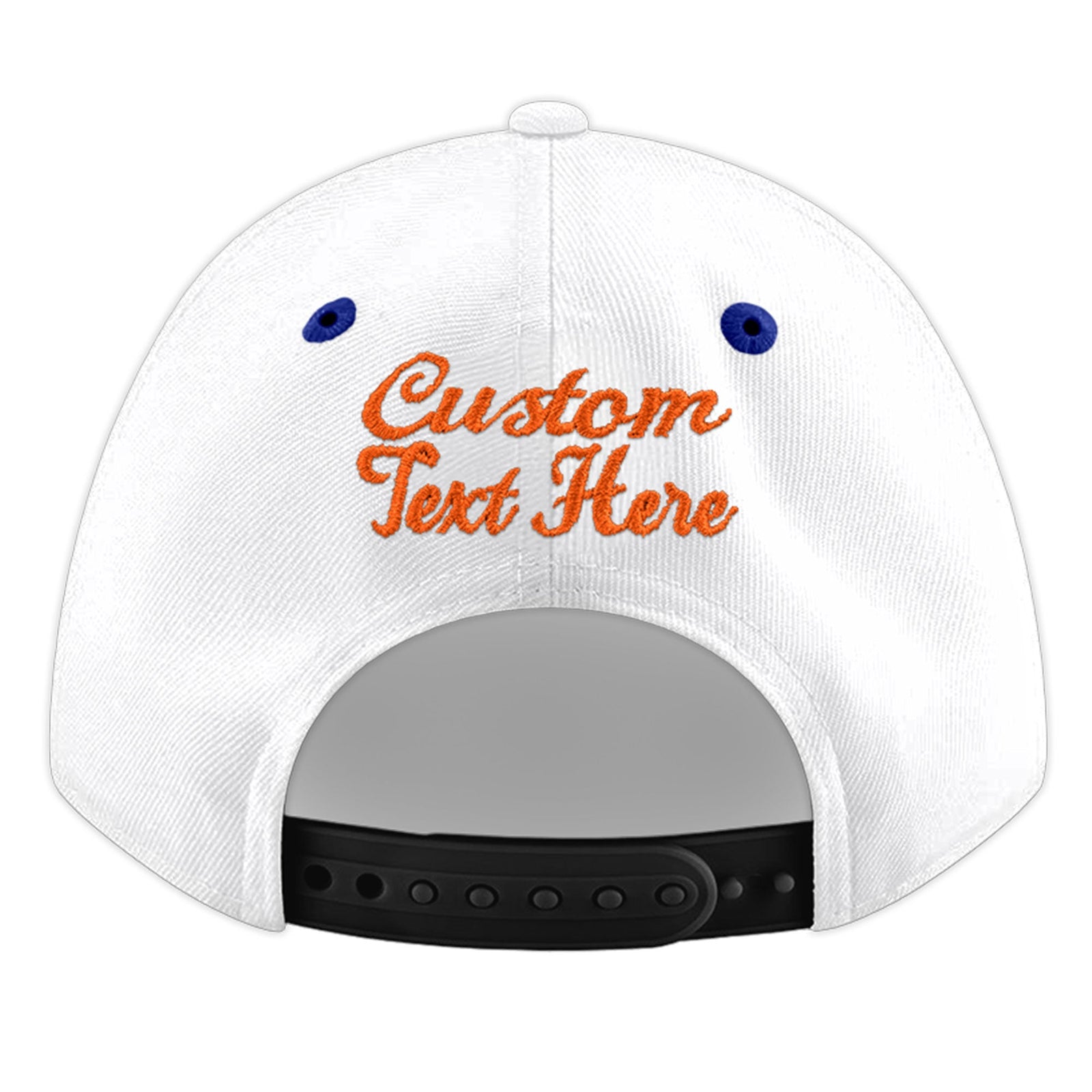 Custom White Royal Blue 119D Puff Embroidery Flat Embroidery Casual Sport Baseball Cap
