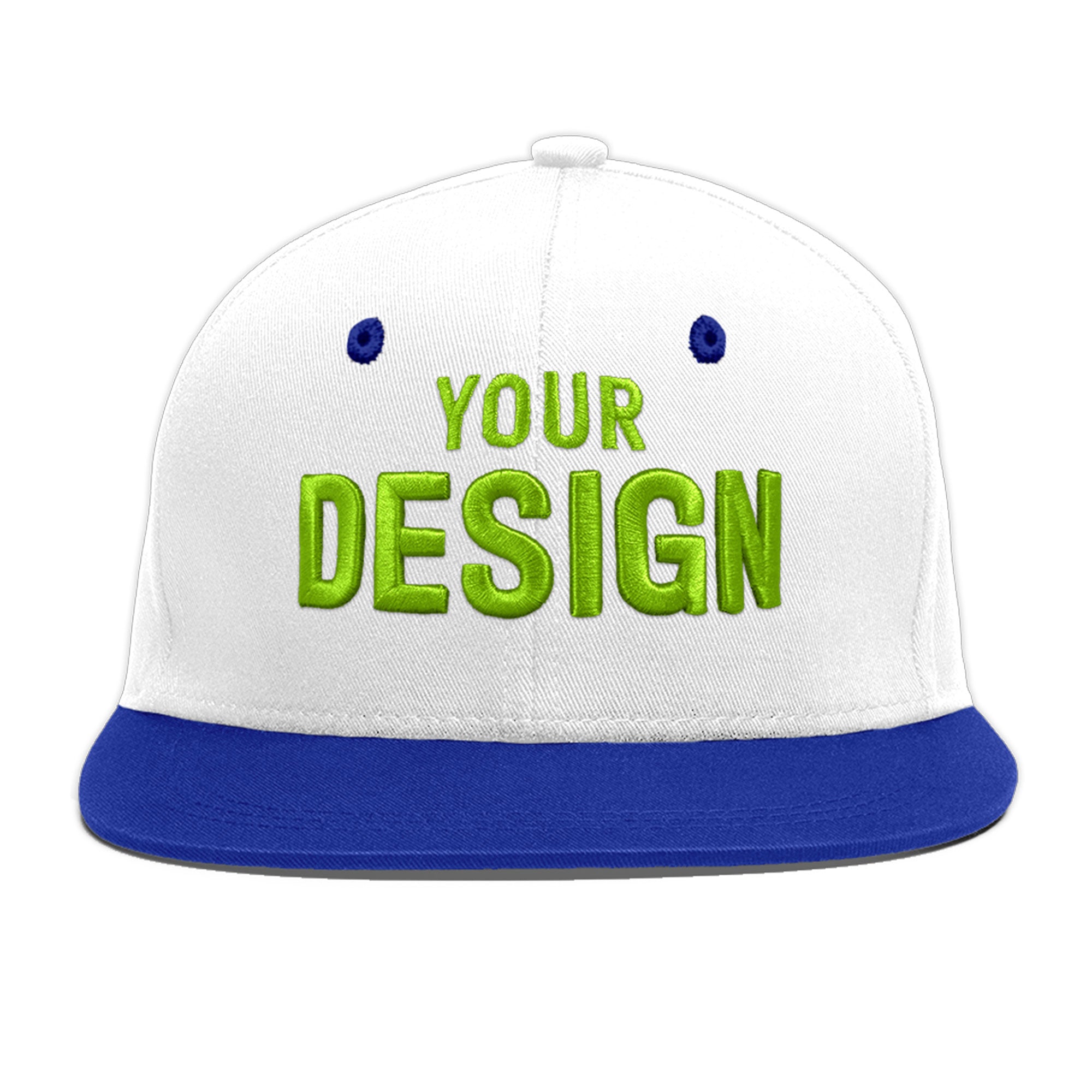 Custom White Royal Blue 88D Puff Embroidery Flat Embroidery Casual Sport Baseball Cap