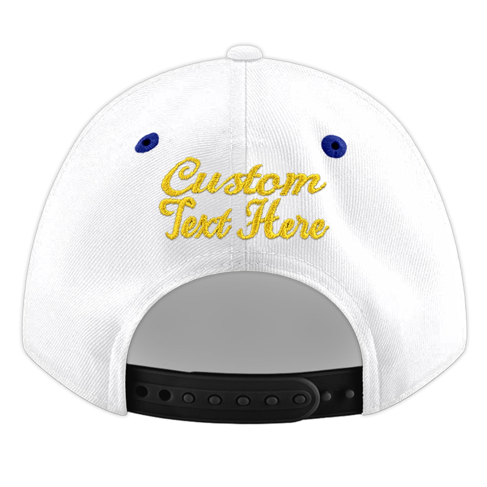 Custom White Royal Blue 103D Puff Embroidery Flat Embroidery Casual Sport Baseball Cap