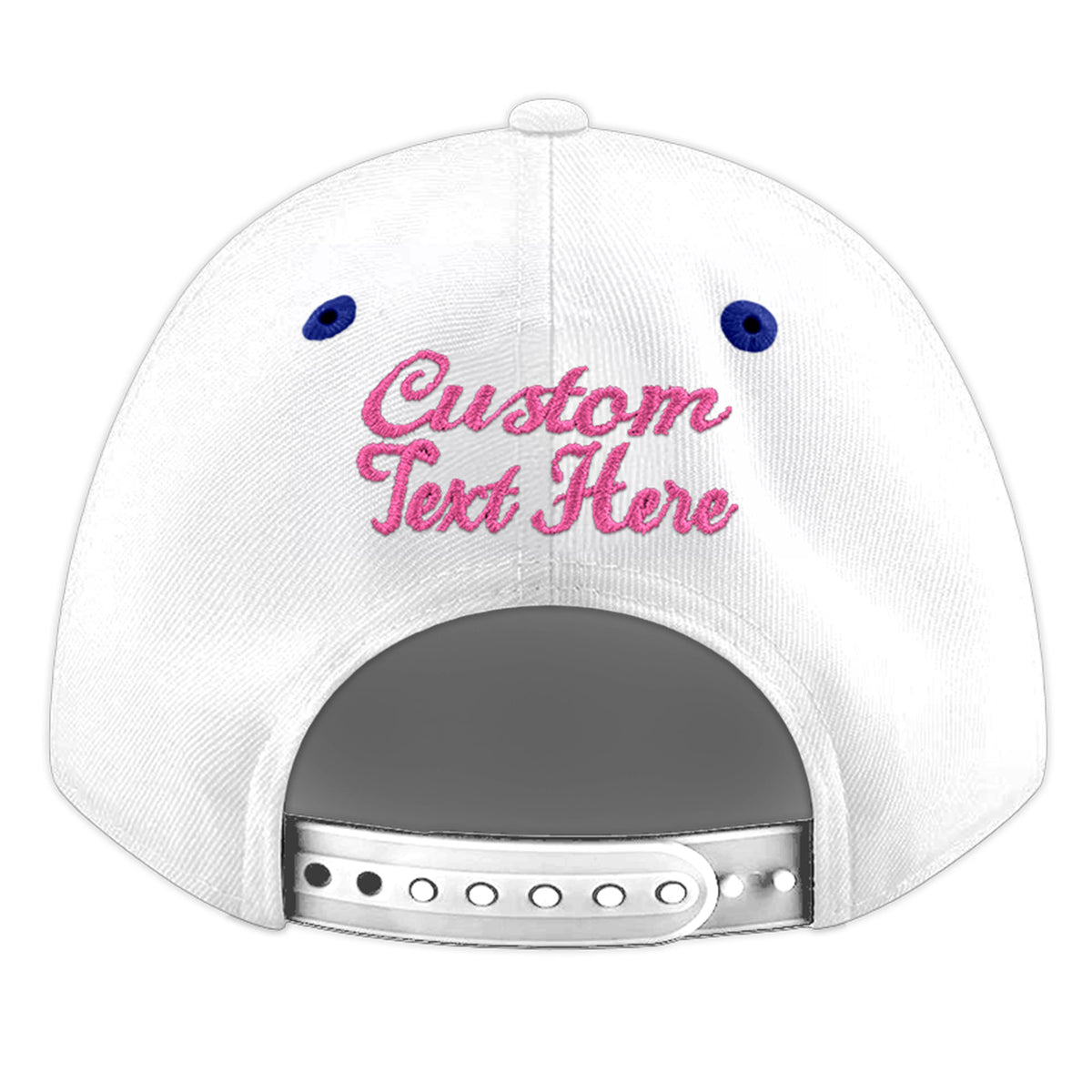 Custom White Royal Blue 111D Puff Embroidery Flat Embroidery Casual Sport Baseball Cap