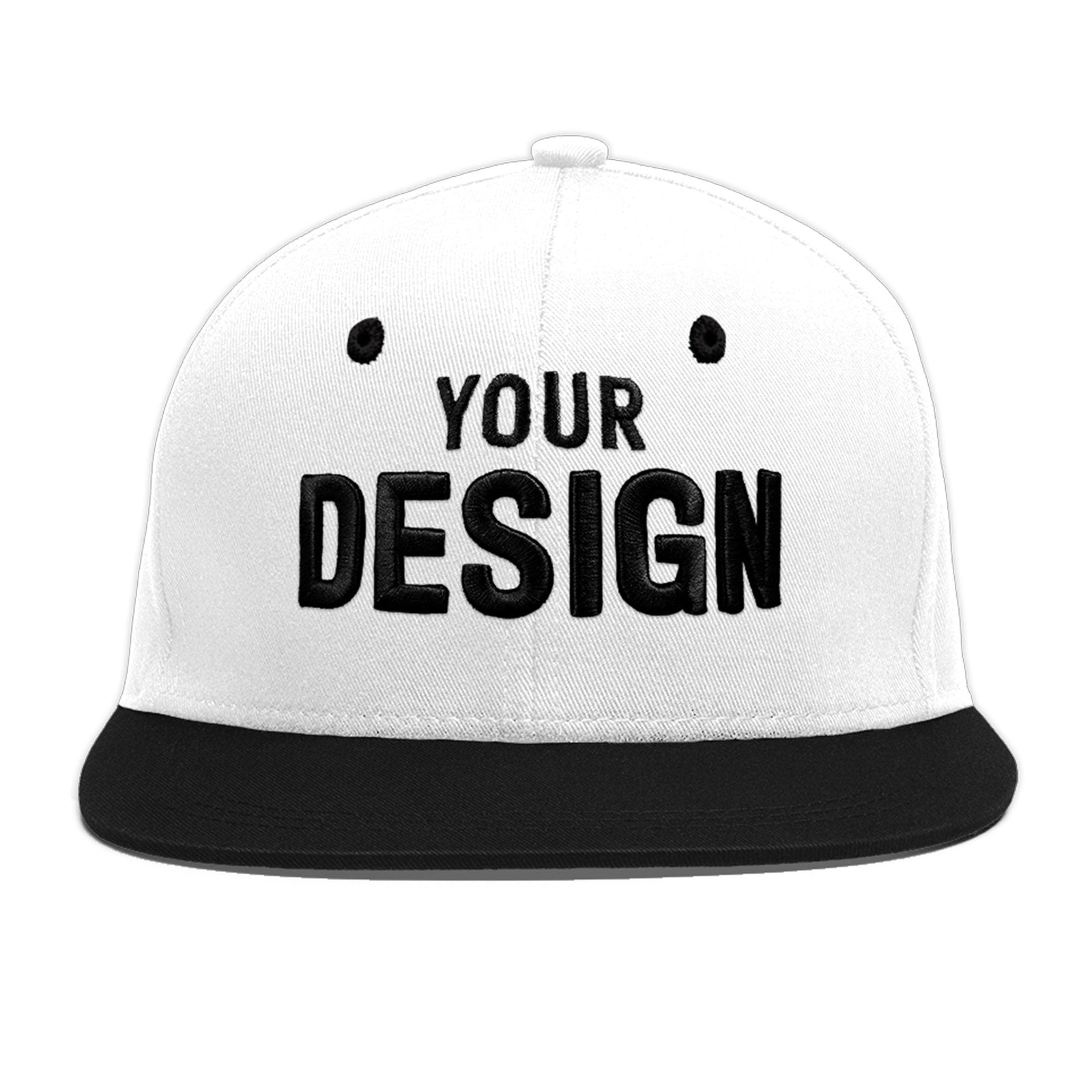 Custom White Black 3D Puff Embroidery Flat Embroidery Casual Sport Baseball Cap