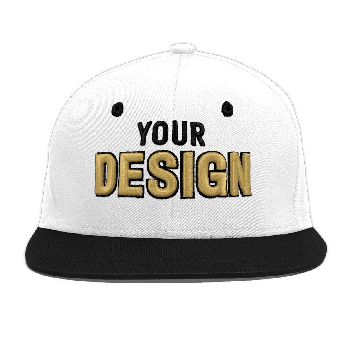 Custom White Black 3D Puff Embroidery Flat Embroidery Casual Sport Baseball Cap