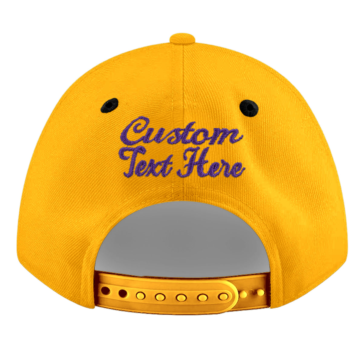 Custom Gold Black 95D Puff Embroidery Flat Embroidery Casual Sport Baseball Cap