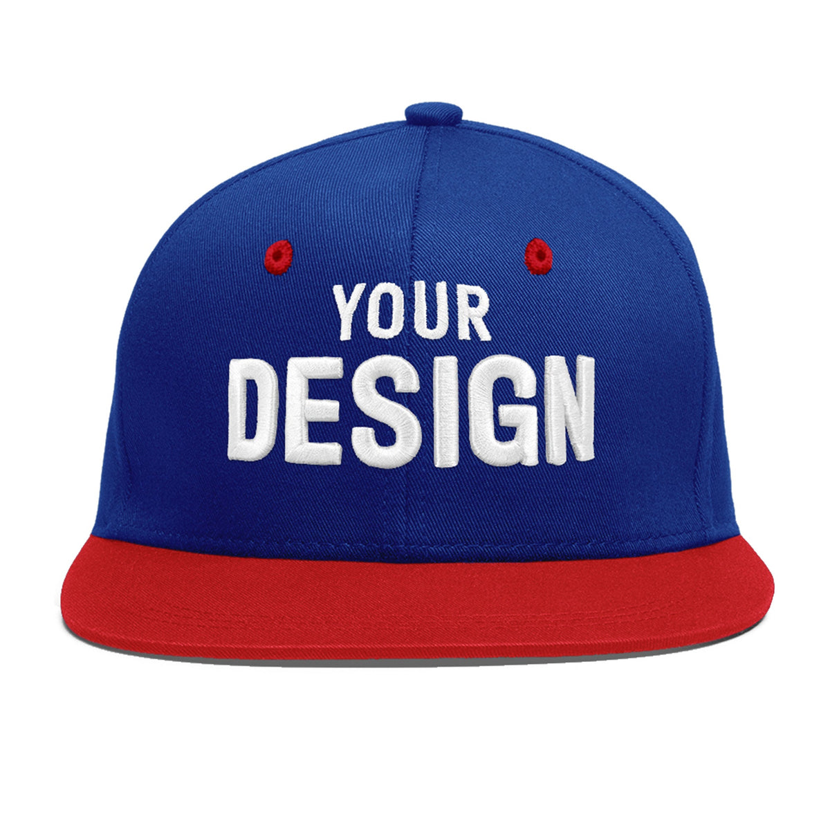 Custom Royal Blue Red 3D Puff Embroidery Flat Embroidery Casual Sport Baseball Cap