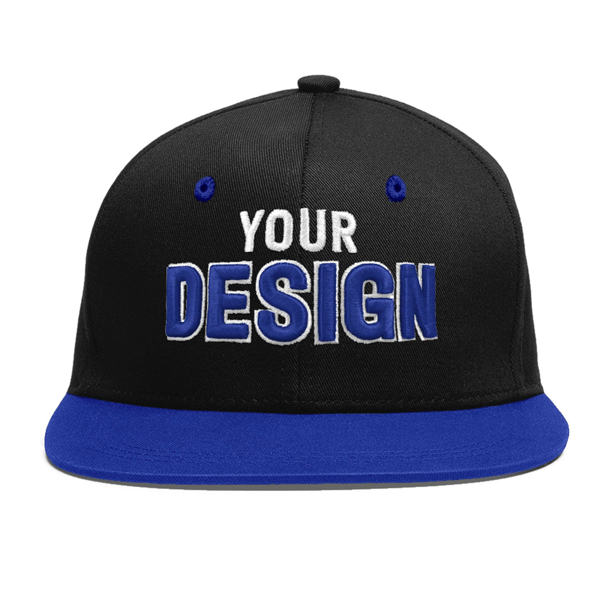 Custom Black Royal Blue 3D Puff Embroidery Flat Embroidery Casual Sport Baseball Cap