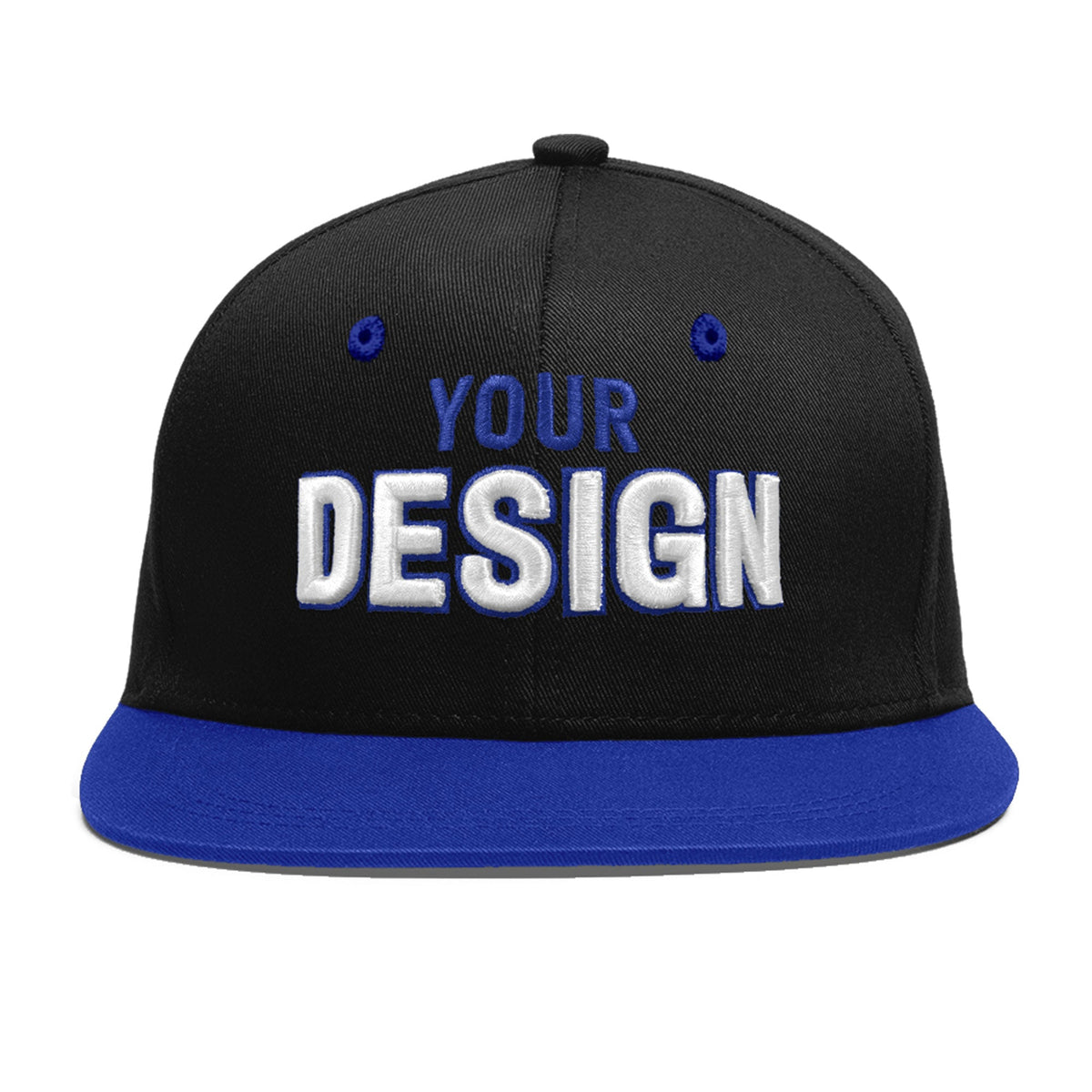 Custom Black Royal Blue 3D Puff Embroidery Flat Embroidery Casual Sport Baseball Cap