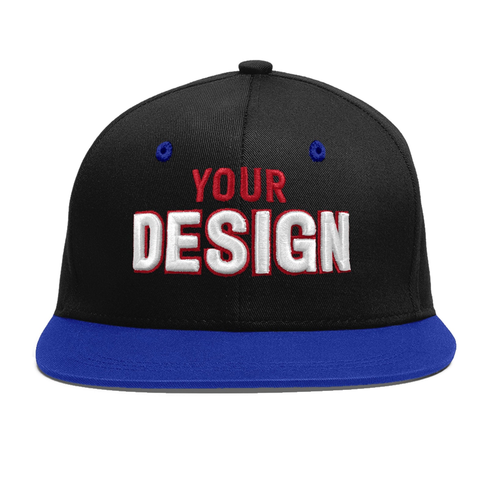 Custom Black Royal Blue 3D Puff Embroidery Flat Embroidery Casual Sport Baseball Cap