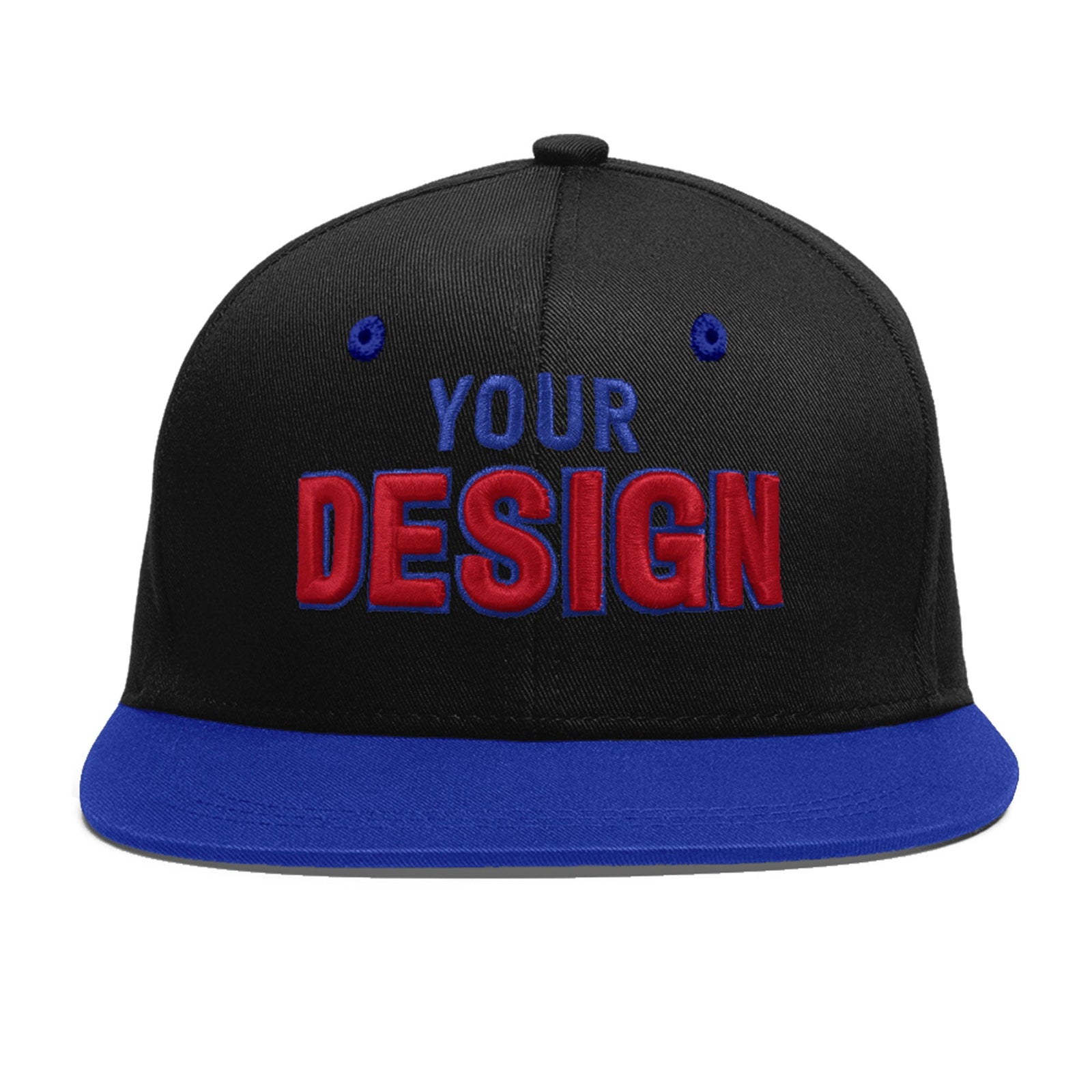 Custom Black Royal Blue 3D Puff Embroidery Flat Embroidery Casual Sport Baseball Cap