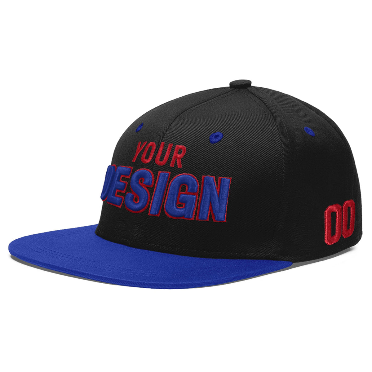 Custom Black Royal Blue 3D Puff Embroidery Flat Embroidery Casual Sport Baseball Cap