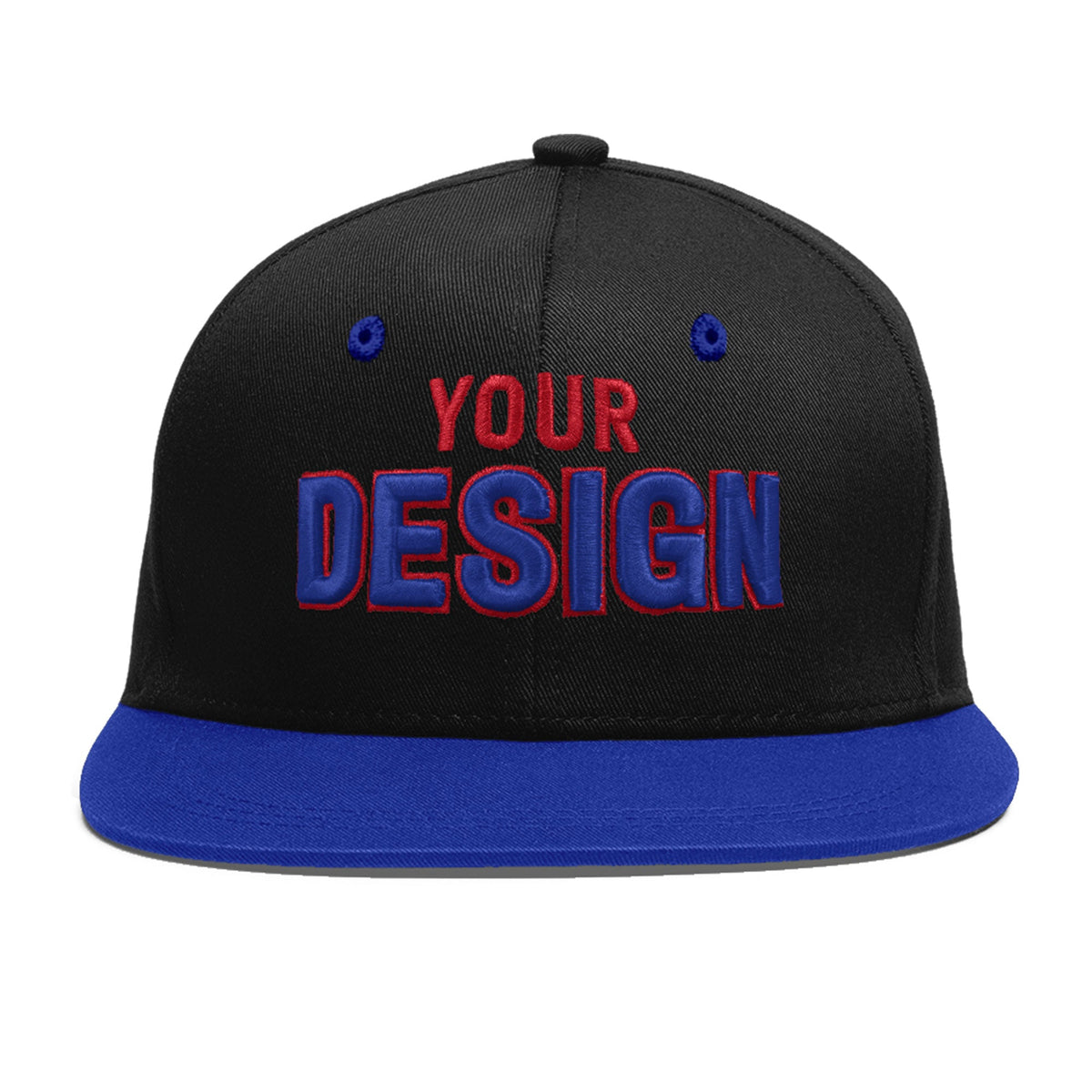 Custom Black Royal Blue 3D Puff Embroidery Flat Embroidery Casual Sport Baseball Cap