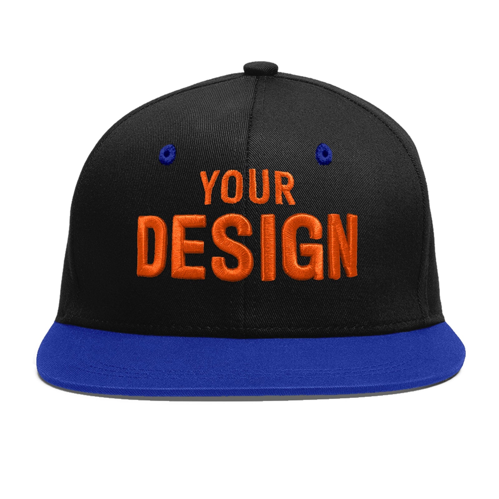 Custom Black Royal Blue 3D Puff Embroidery Flat Embroidery Casual Sport Baseball Cap