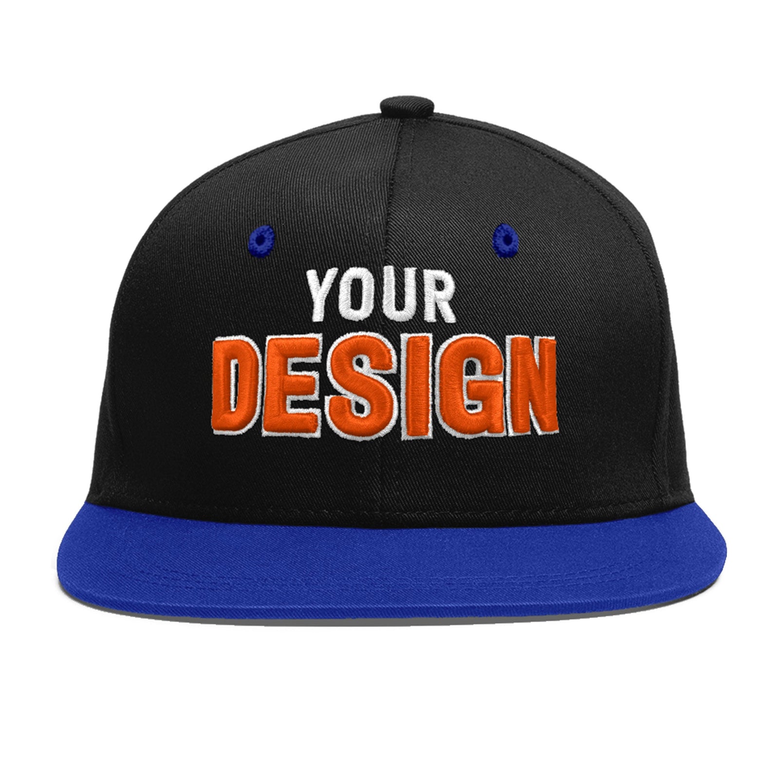 Custom Black Royal Blue 3D Puff Embroidery Flat Embroidery Casual Sport Baseball Cap