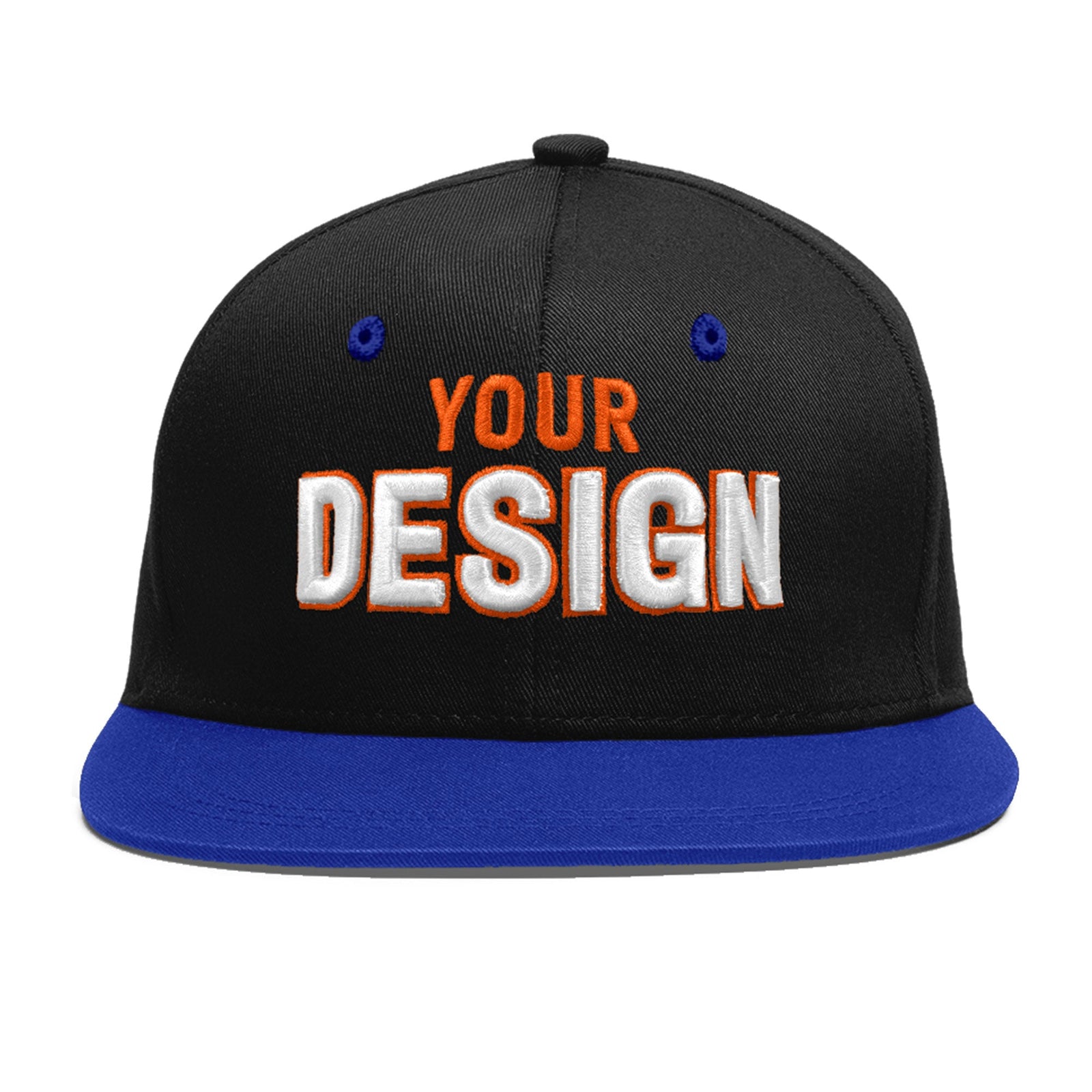 Custom Black Royal Blue 3D Puff Embroidery Flat Embroidery Casual Sport Baseball Cap