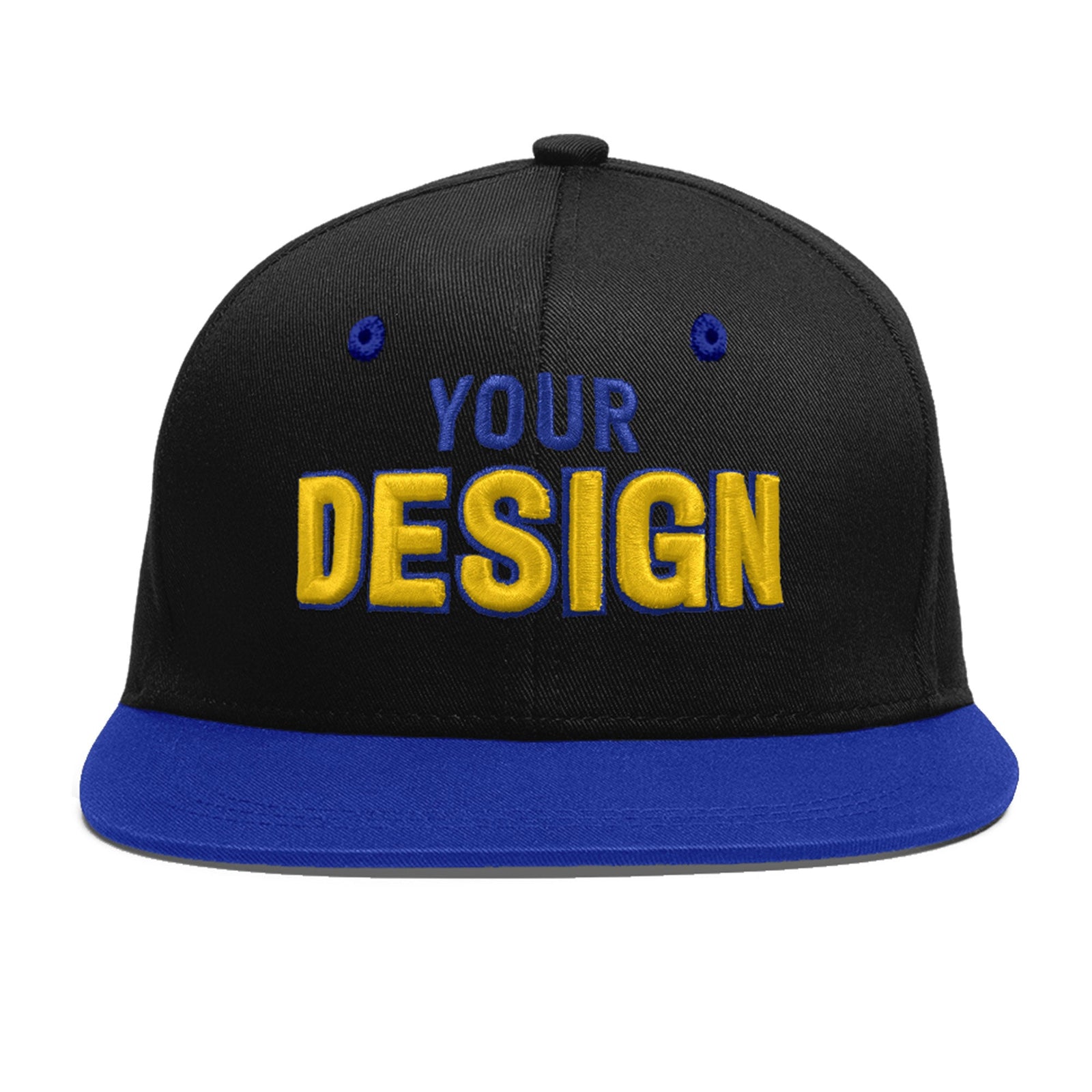Custom Black Royal Blue 3D Puff Embroidery Flat Embroidery Casual Sport Baseball Cap