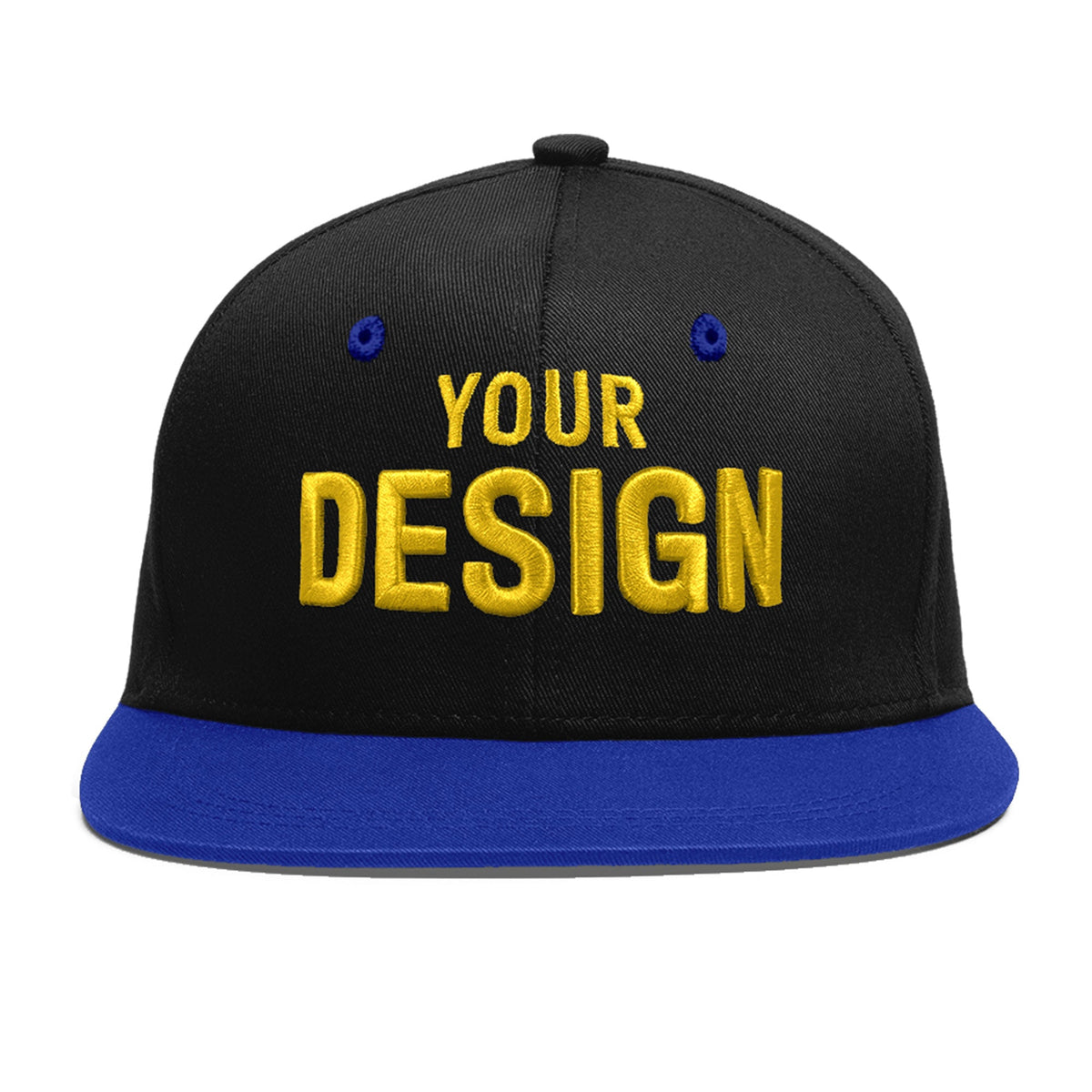 Custom Black Royal Blue 3D Puff Embroidery Flat Embroidery Casual Sport Baseball Cap