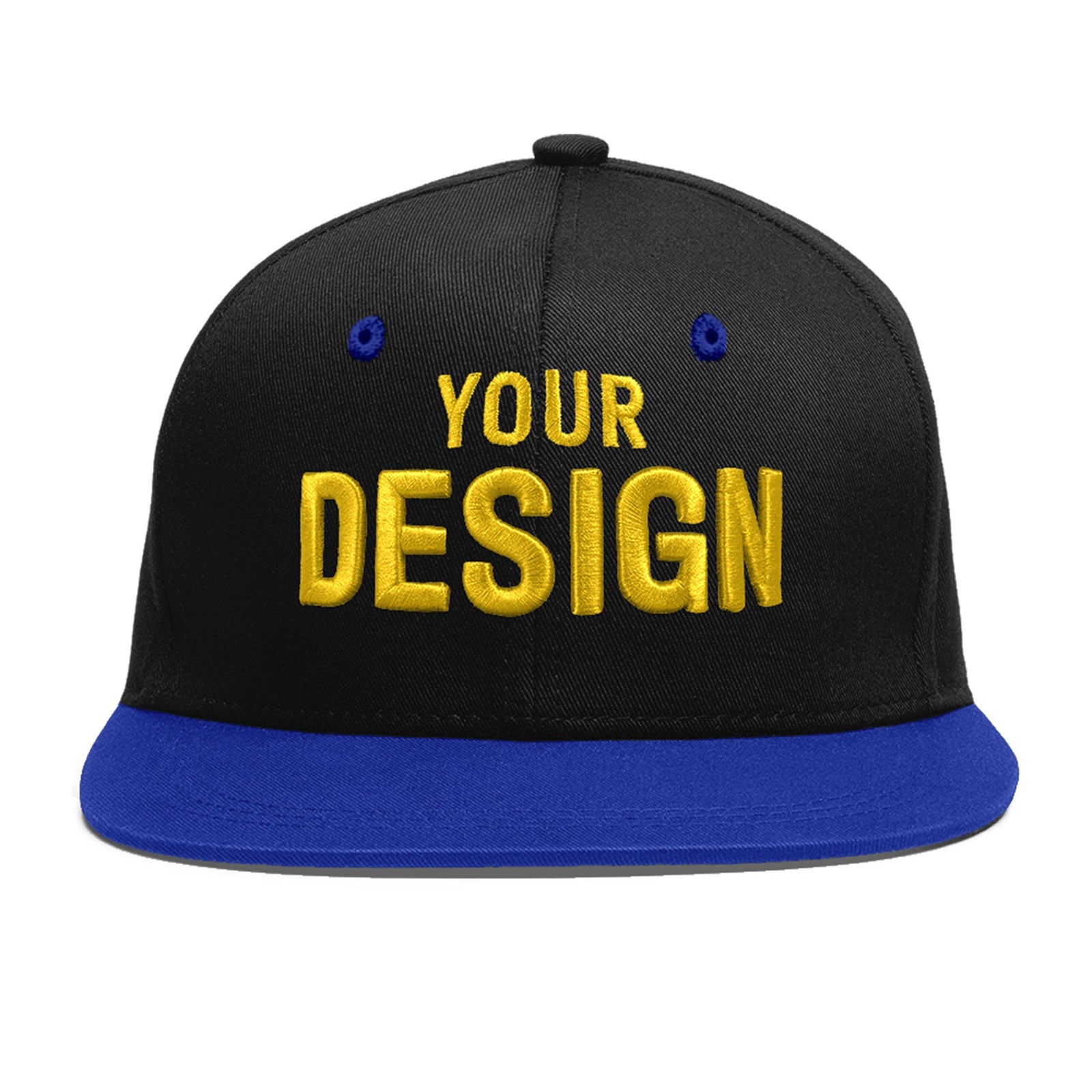 Custom Black Royal Blue 3D Puff Embroidery Flat Embroidery Casual Sport Baseball Cap