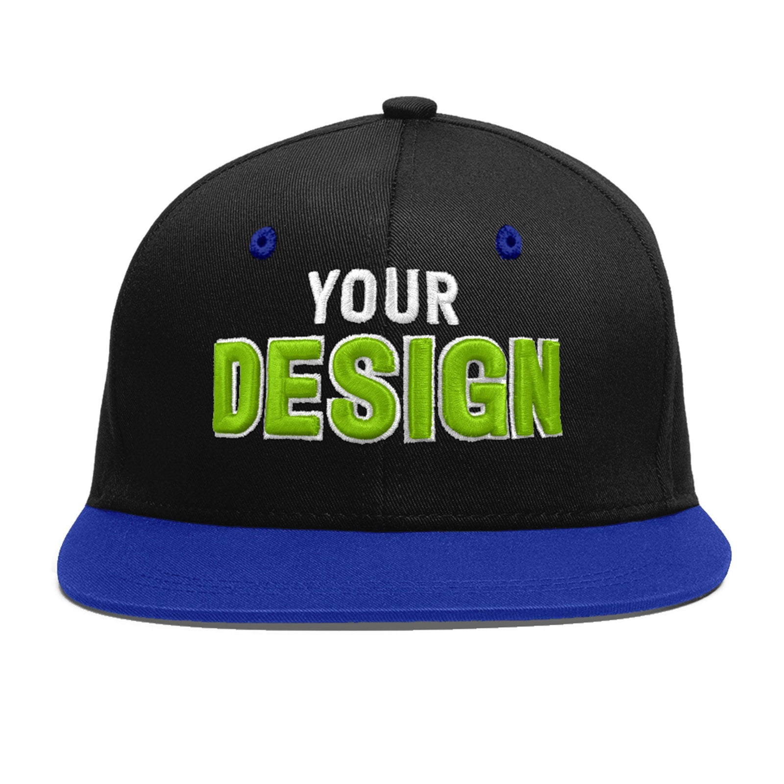 Custom Black Royal Blue 3D Puff Embroidery Flat Embroidery Casual Sport Baseball Cap