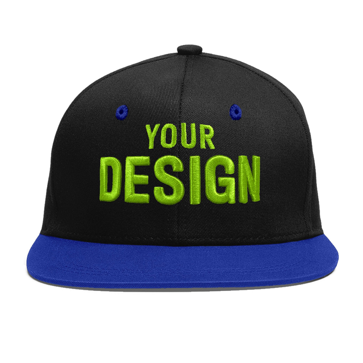 Custom Black Royal Blue 3D Puff Embroidery Flat Embroidery Casual Sport Baseball Cap