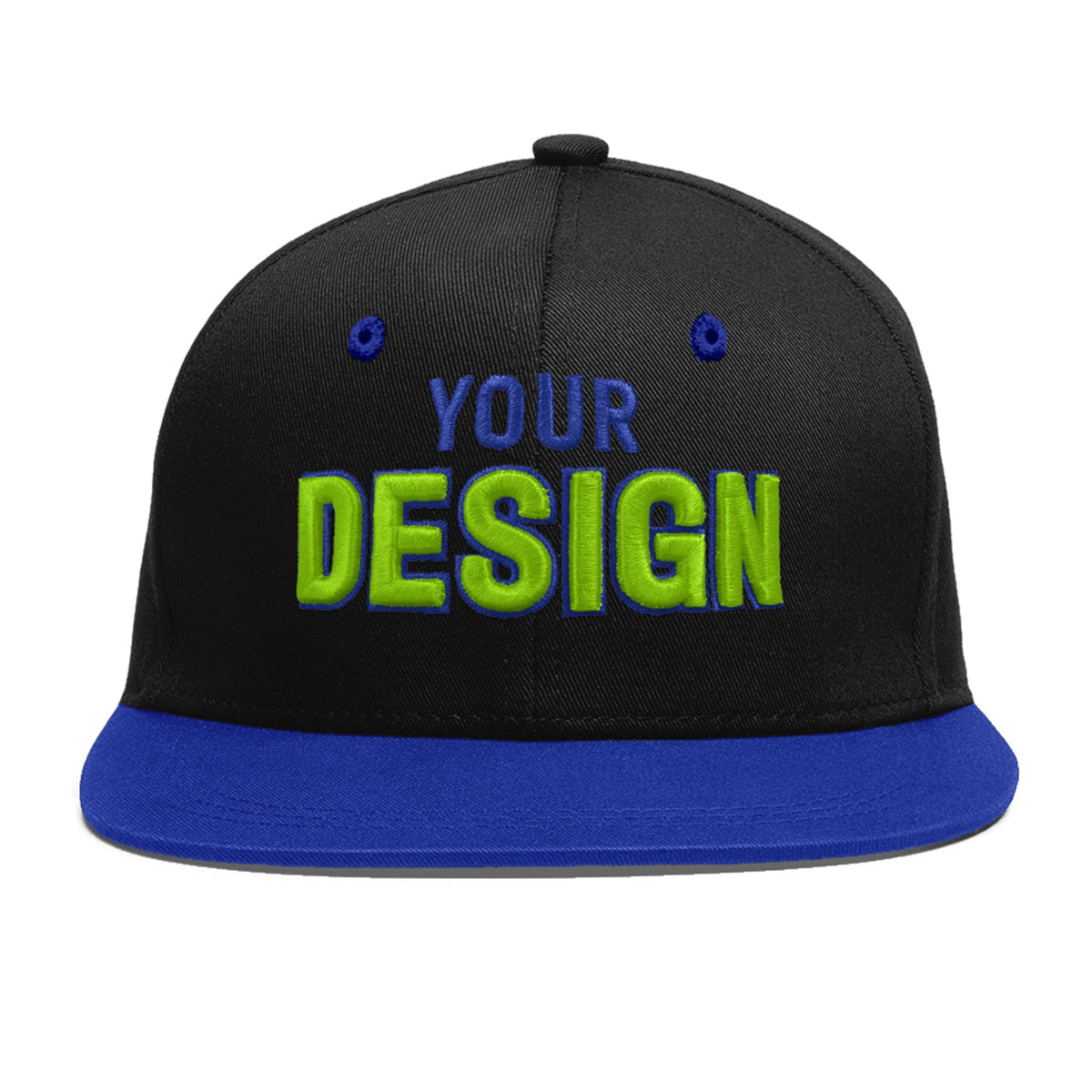 Custom Black Royal Blue 3D Puff Embroidery Flat Embroidery Casual Sport Baseball Cap