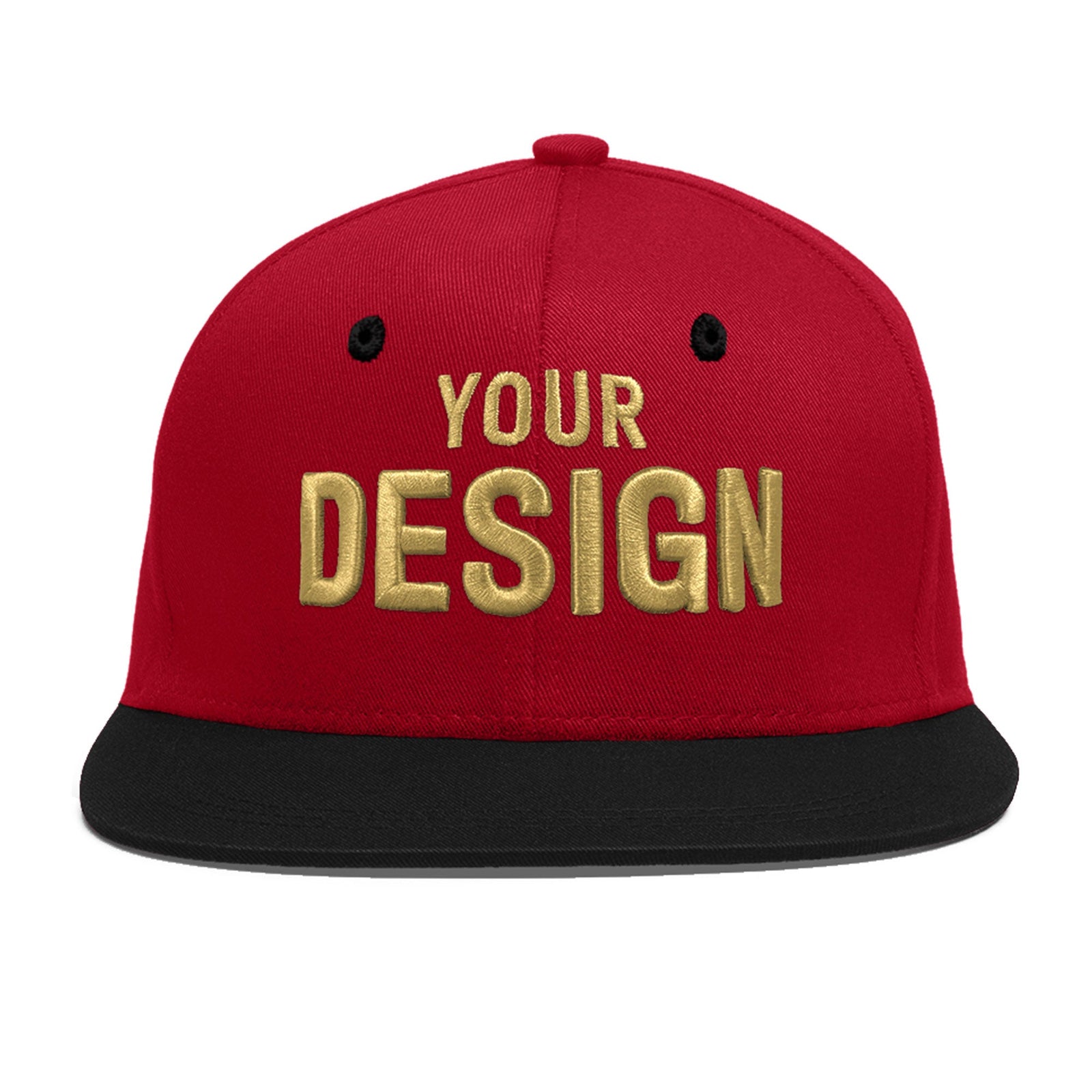 Custom Red Black 3D Puff Embroidery Flat Embroidery Casual Sport Baseball Cap