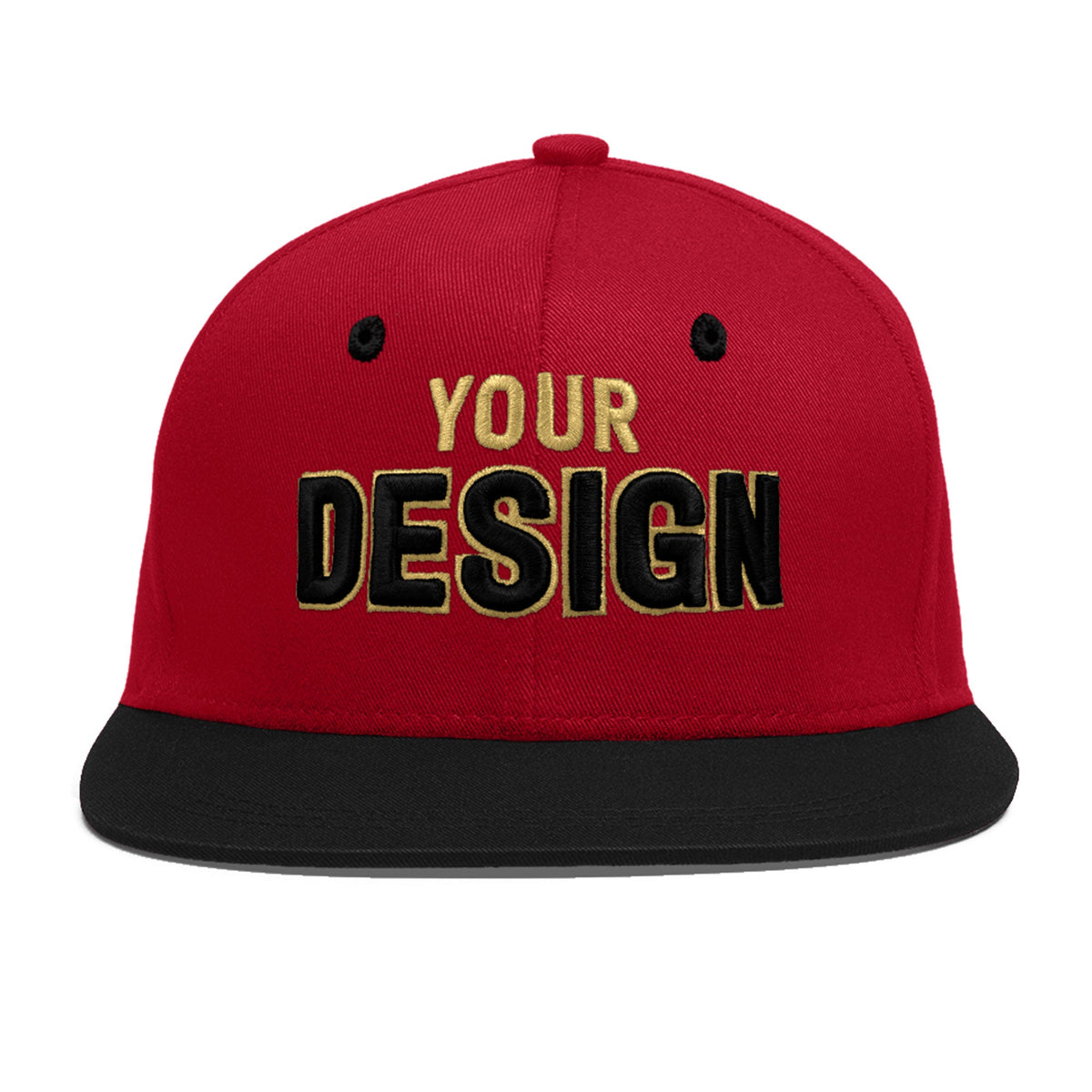 Custom Red Black 3D Puff Embroidery Flat Embroidery Casual Sport Baseball Cap