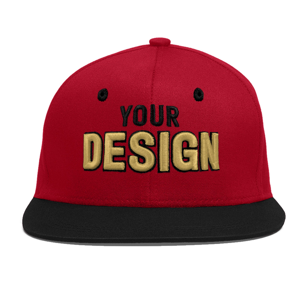 Custom Red Black 3D Puff Embroidery Flat Embroidery Casual Sport Baseball Cap