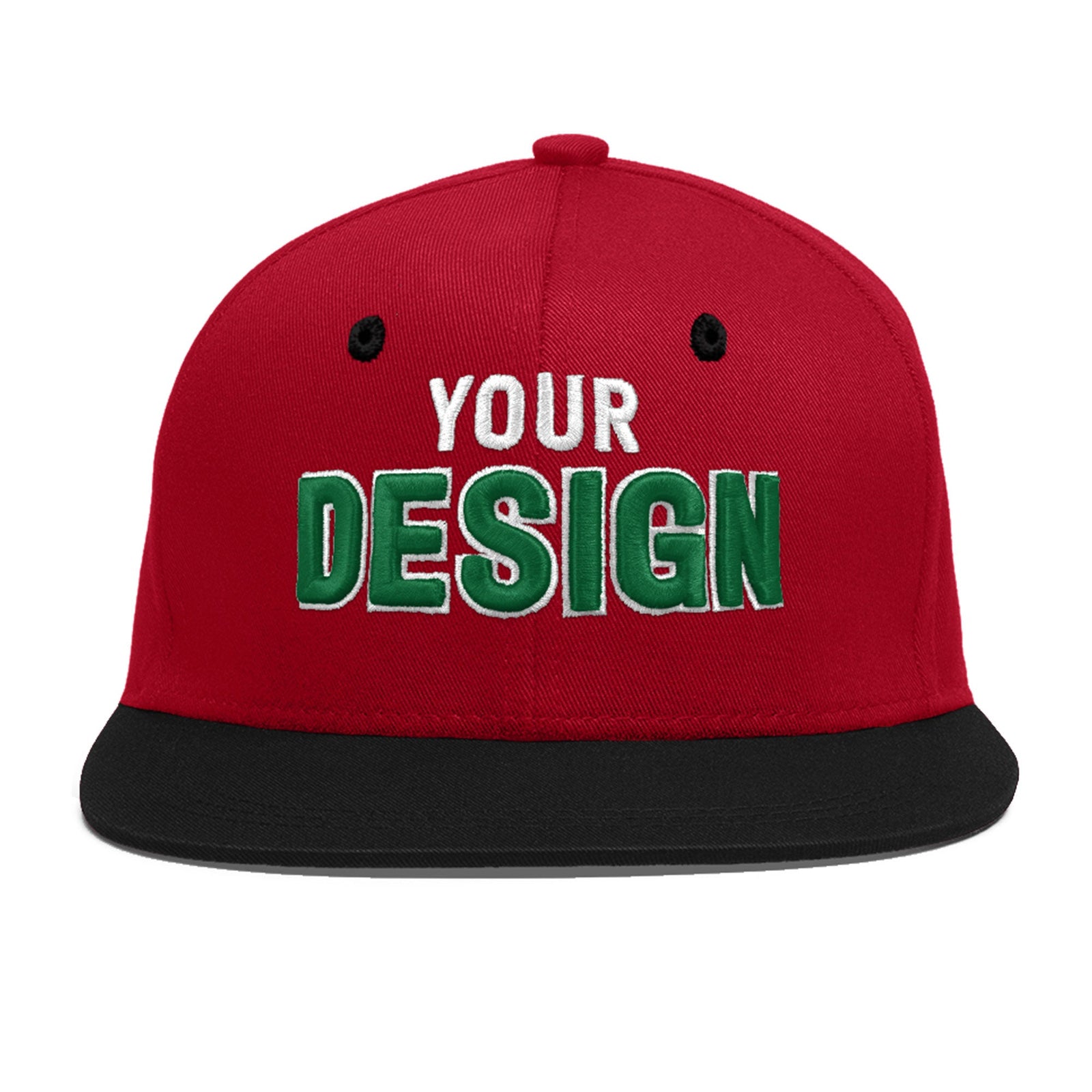 Custom Red Black 3D Puff Embroidery Flat Embroidery Casual Sport Baseball Cap