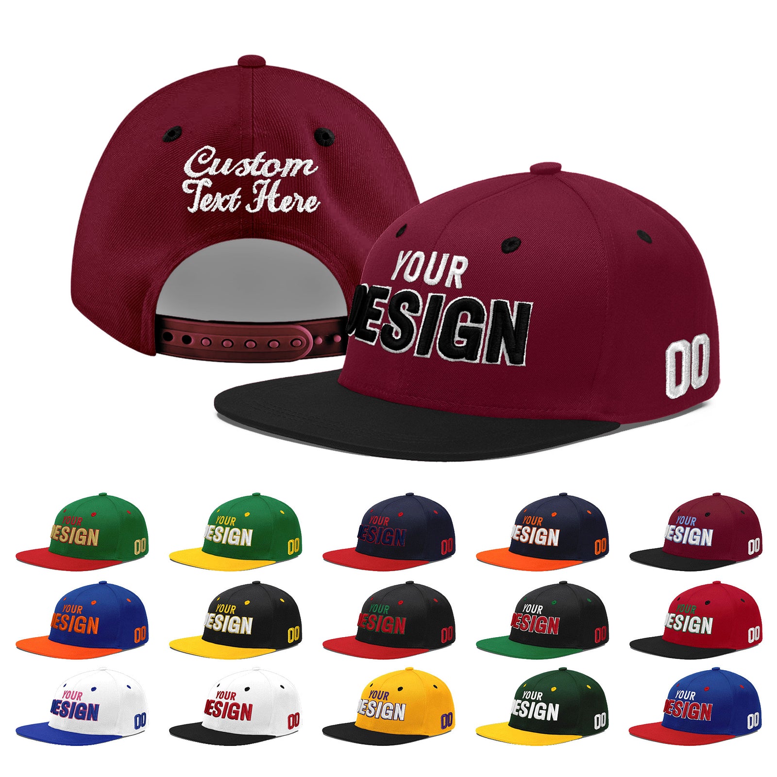 Custom Navy Orange 3D Puff Embroidery Flat Embroidery Casual Sport Baseball Cap