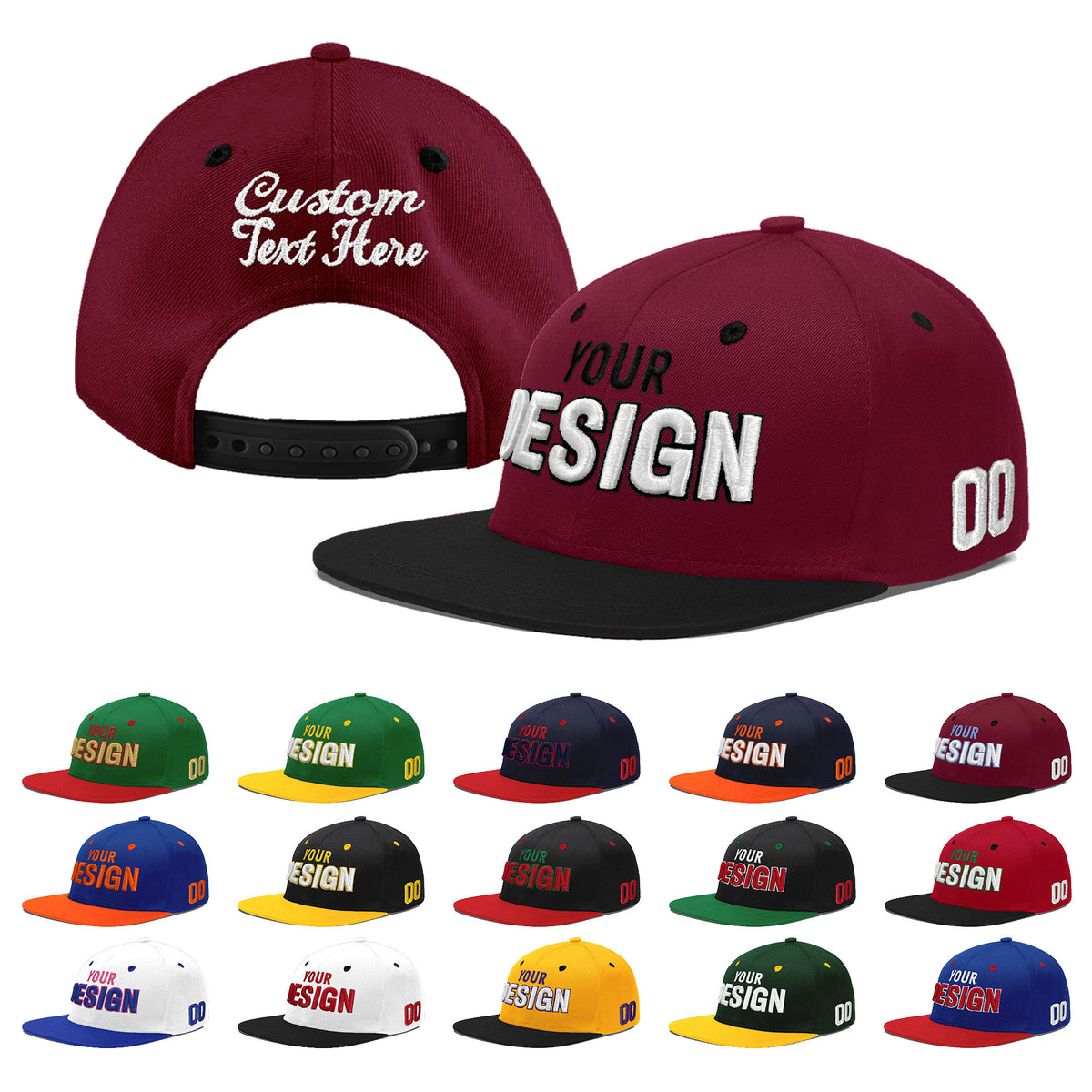 Custom Navy Orange 3D Puff Embroidery Flat Embroidery Casual Sport Baseball Cap