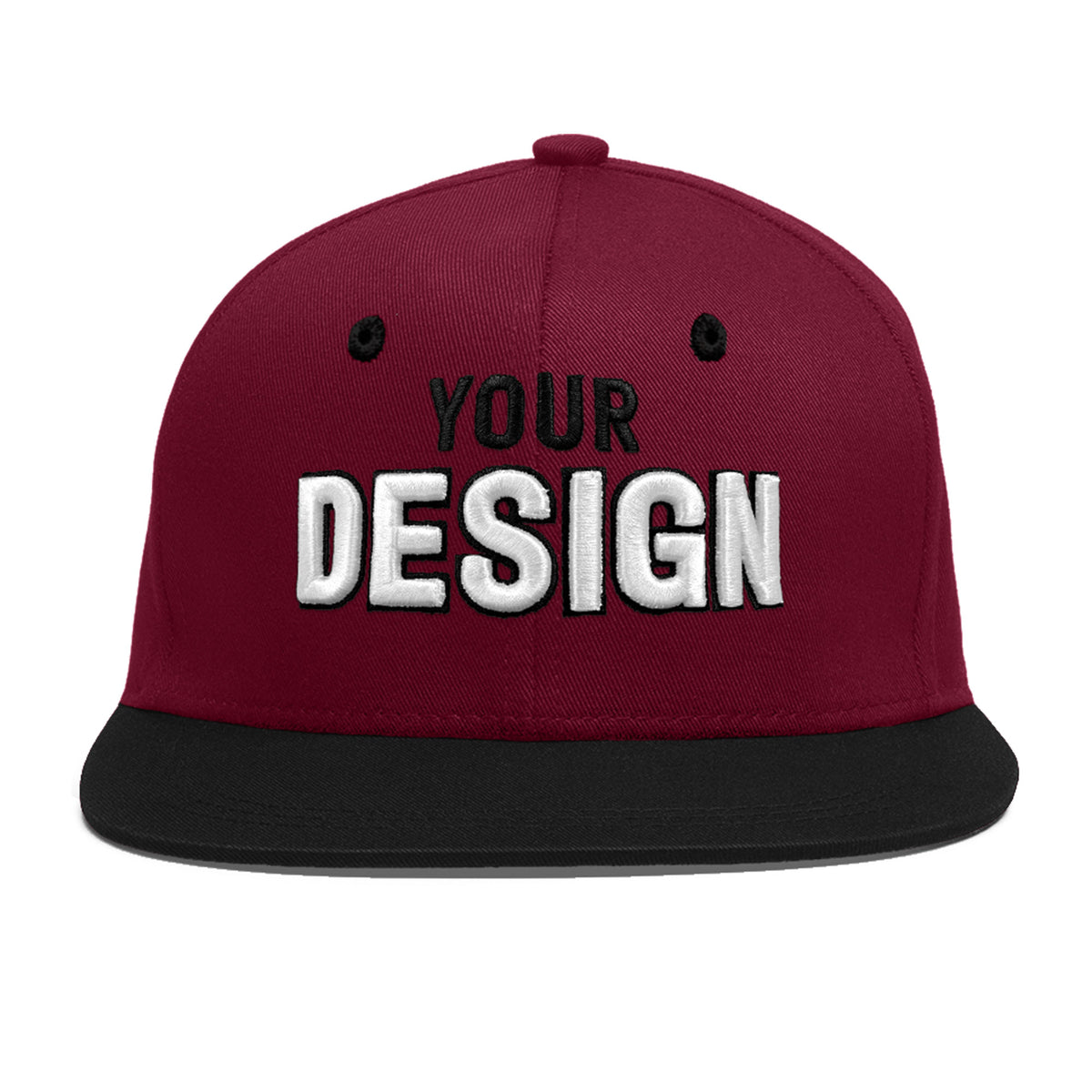 Custom Navy Orange 3D Puff Embroidery Flat Embroidery Casual Sport Baseball Cap