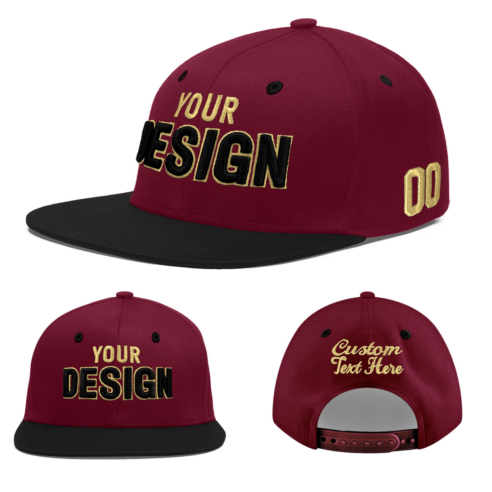 Custom Navy Orange 3D Puff Embroidery Flat Embroidery Casual Sport Baseball Cap