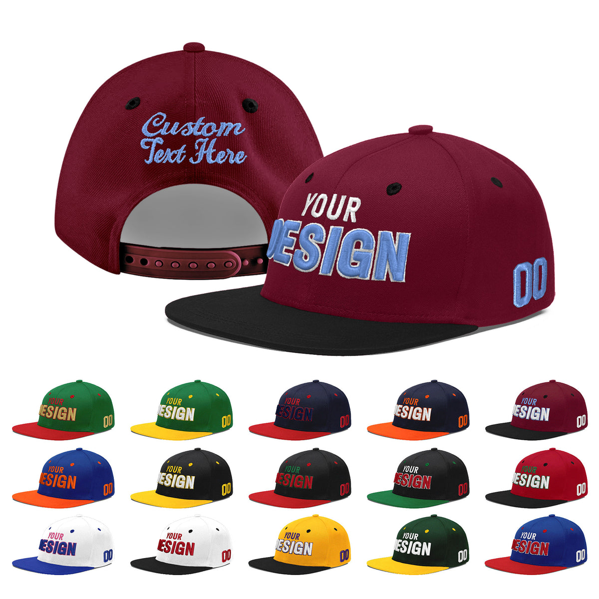 Custom Navy Orange 3D Puff Embroidery Flat Embroidery Casual Sport Baseball Cap