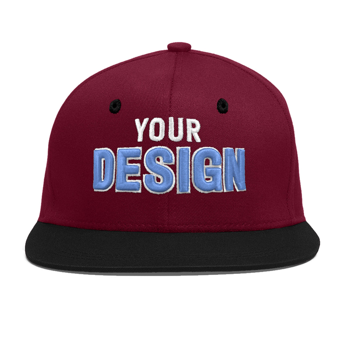 Custom Navy Orange 3D Puff Embroidery Flat Embroidery Casual Sport Baseball Cap