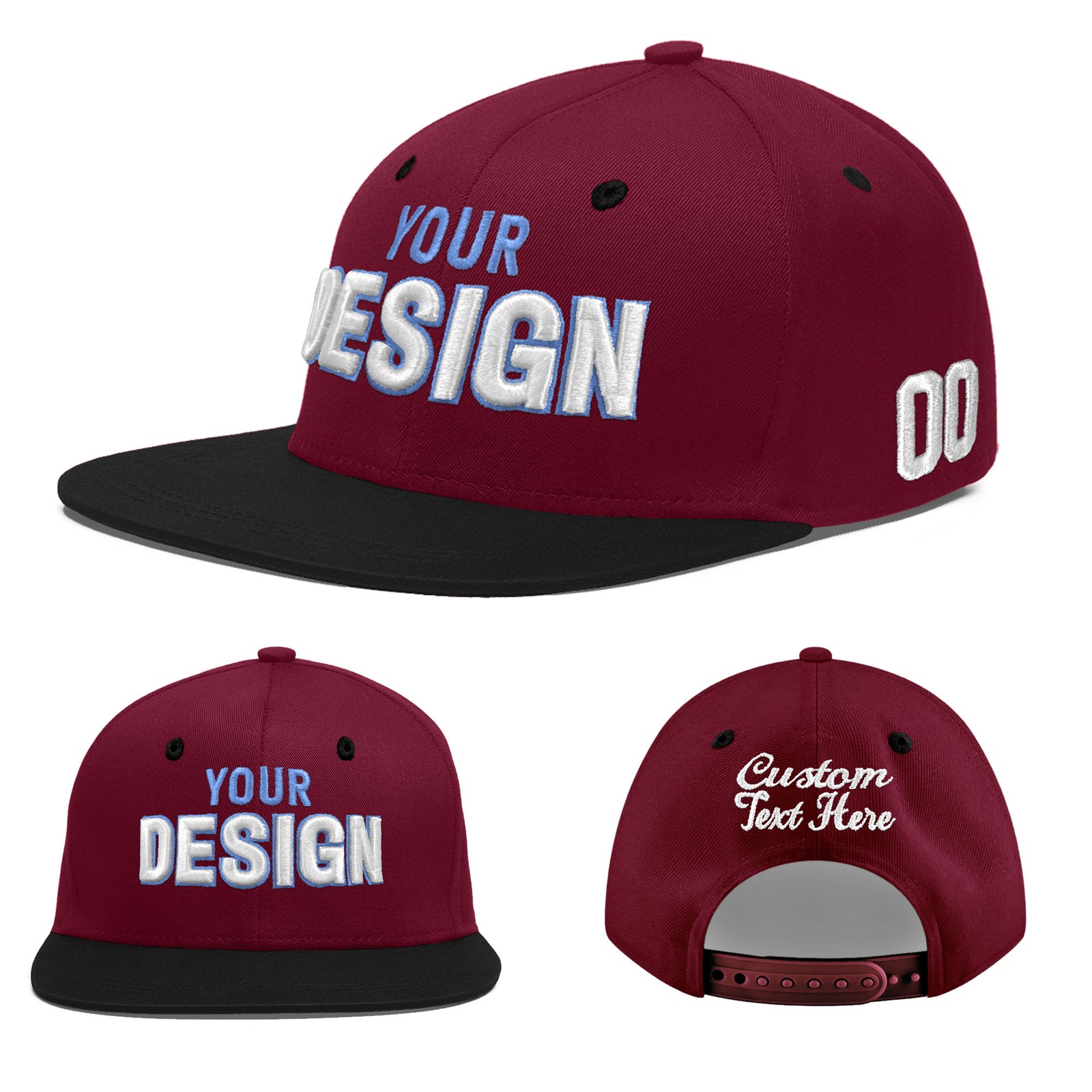 Custom Navy Orange 3D Puff Embroidery Flat Embroidery Casual Sport Baseball Cap