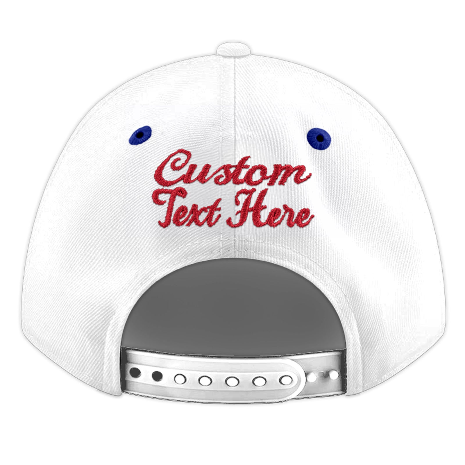 Custom White Royal Blue 3D Puff Embroidery Flat Embroidery Casual Sport Baseball Cap