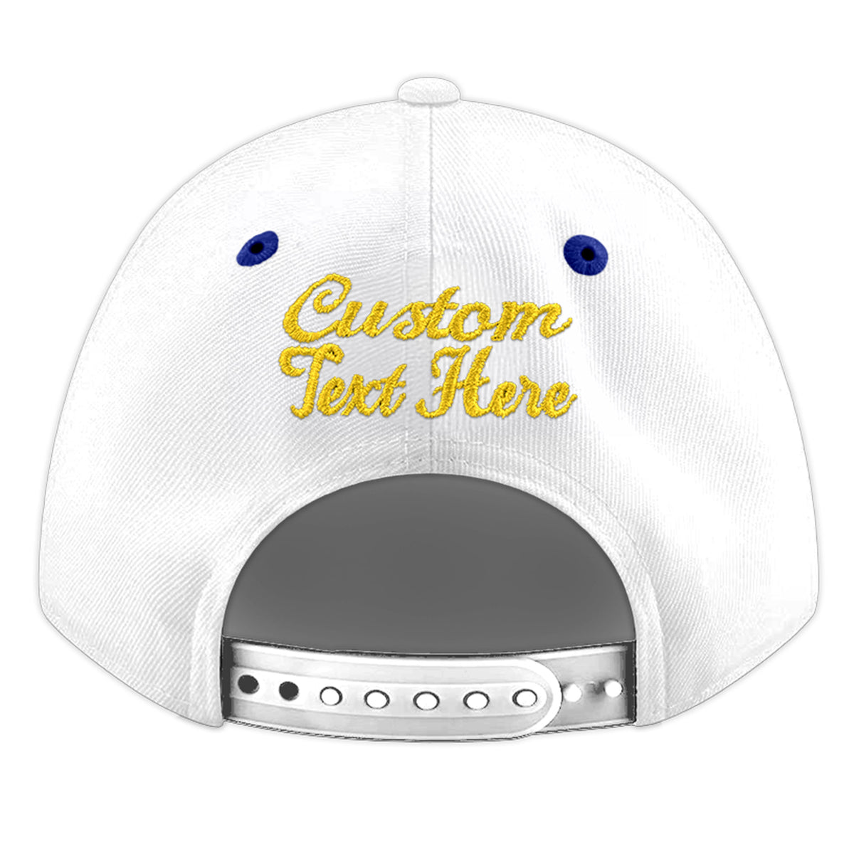 Custom White Royal Blue 63D Puff Embroidery Flat Embroidery Casual Sport Baseball Cap