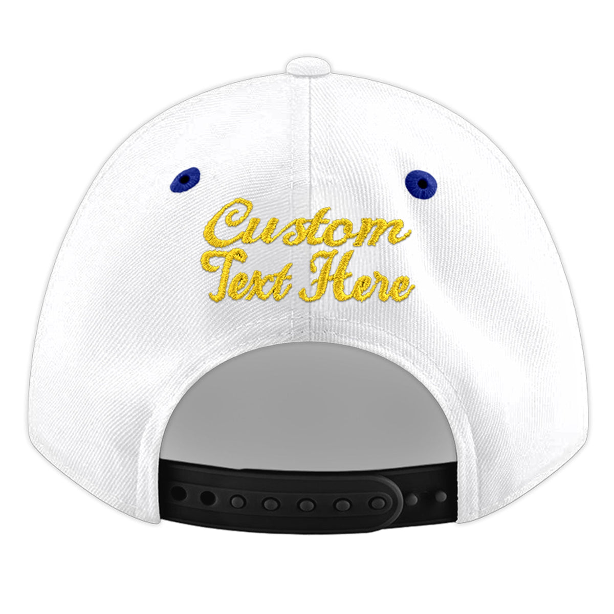 Custom White Royal Blue 63D Puff Embroidery Flat Embroidery Casual Sport Baseball Cap