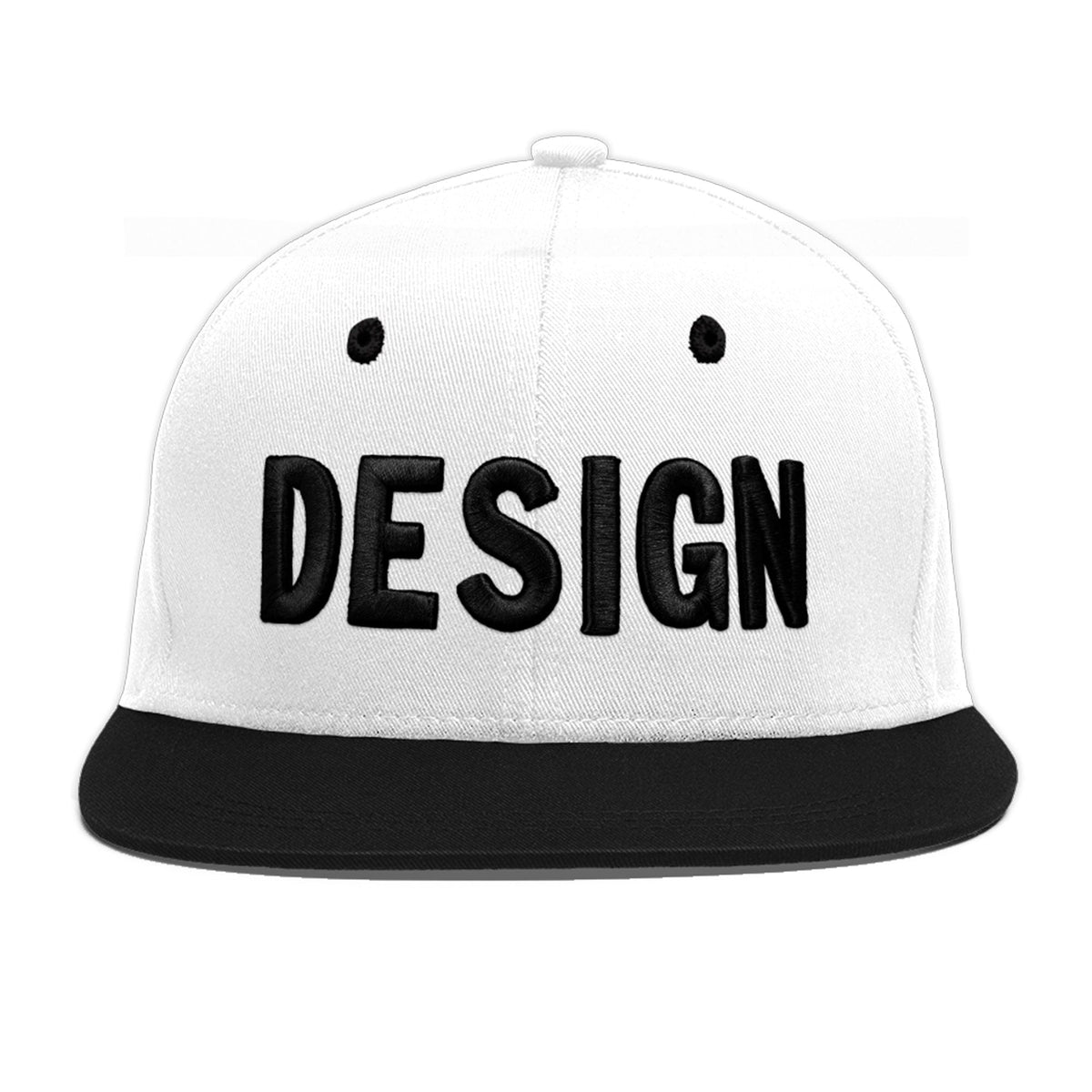 Custom White Black 3D Puff Embroidery Flat Embroidery Casual Sport Baseball Cap
