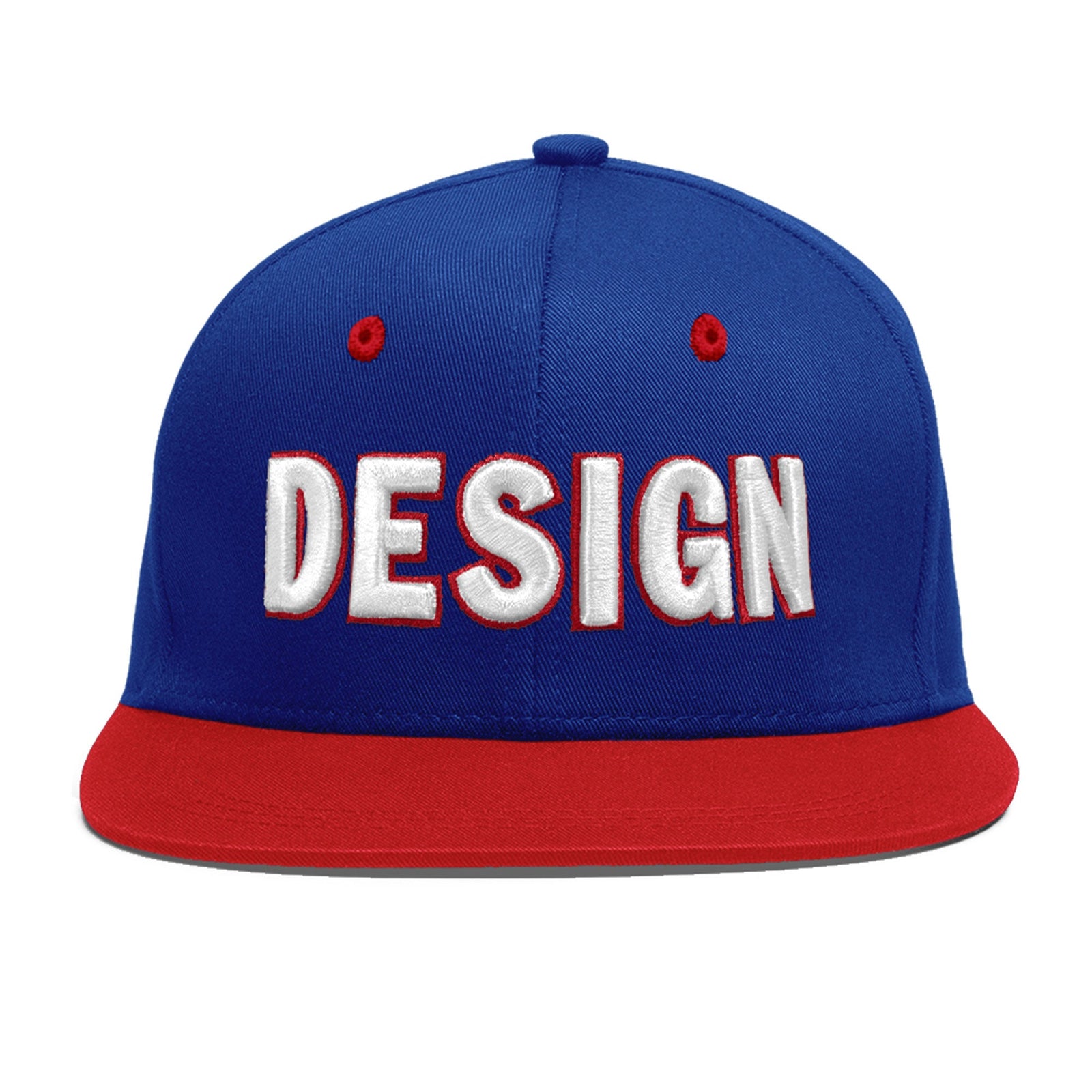 Custom Royal Blue Red 3D Puff Embroidery Flat Embroidery Casual Sport Baseball Cap