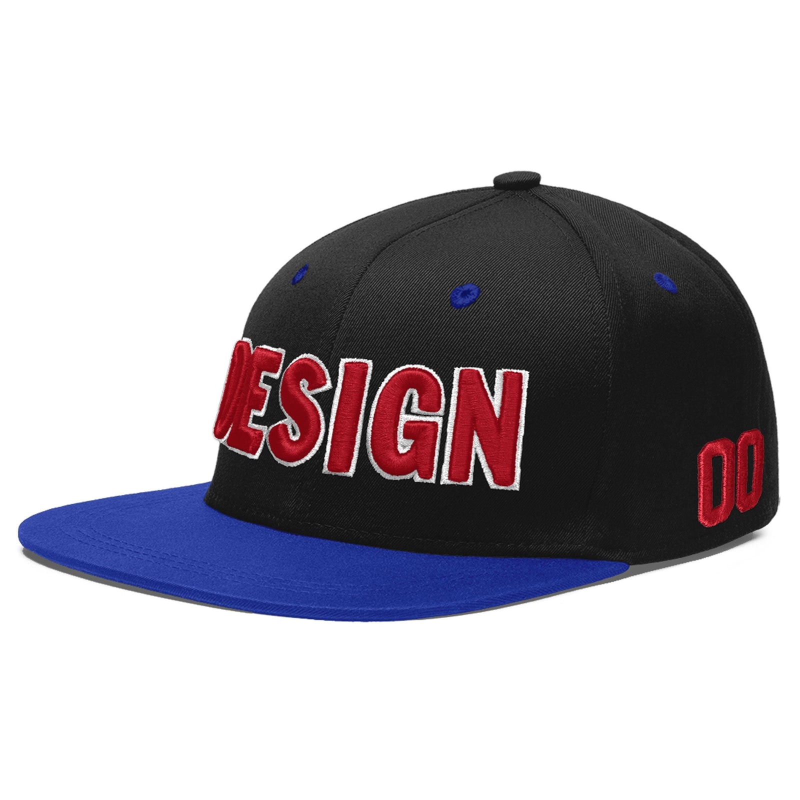 Custom Black Royal Blue 3D Puff Embroidery Flat Embroidery Casual Sport Baseball Cap