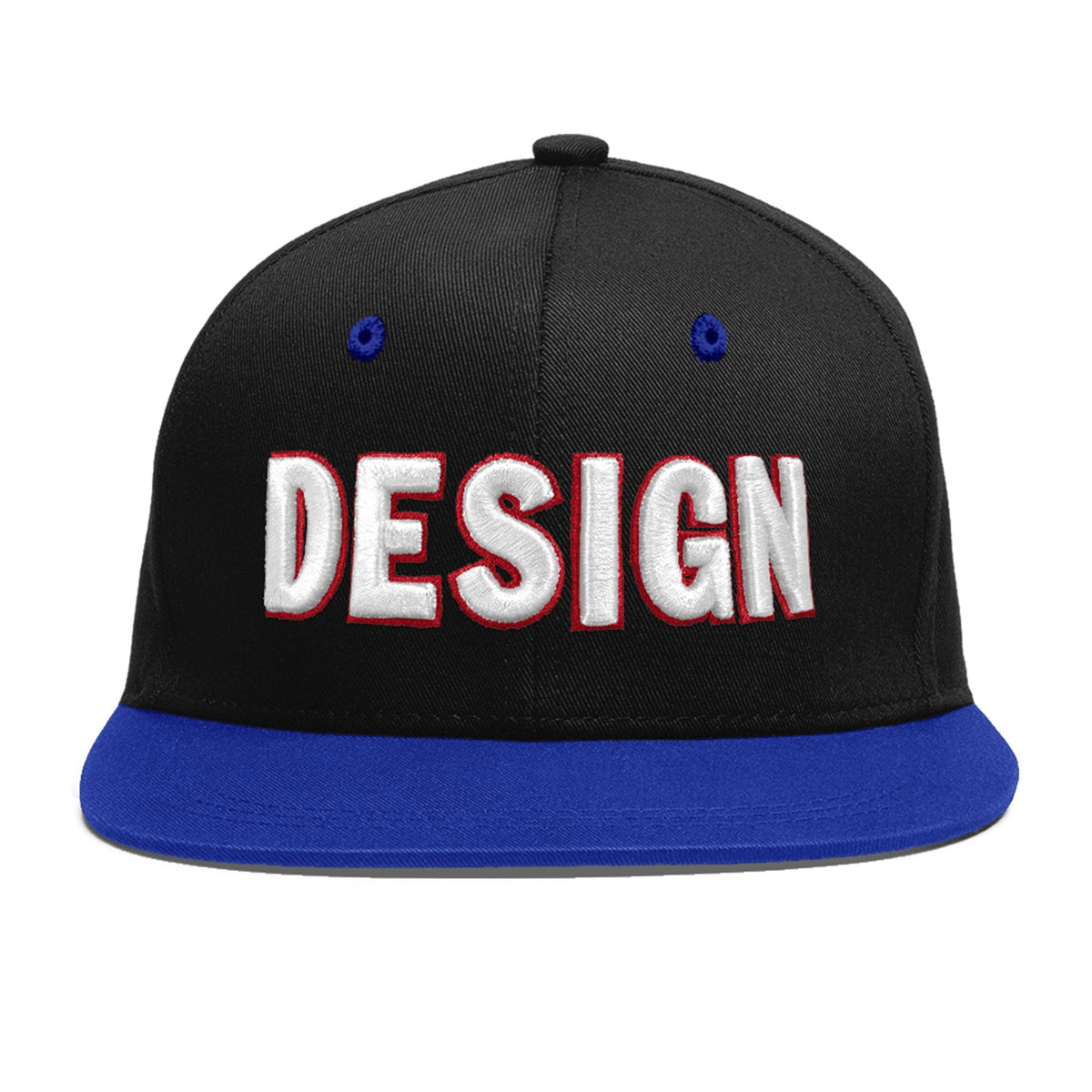 Custom Black Royal Blue 3D Puff Embroidery Flat Embroidery Casual Sport Baseball Cap