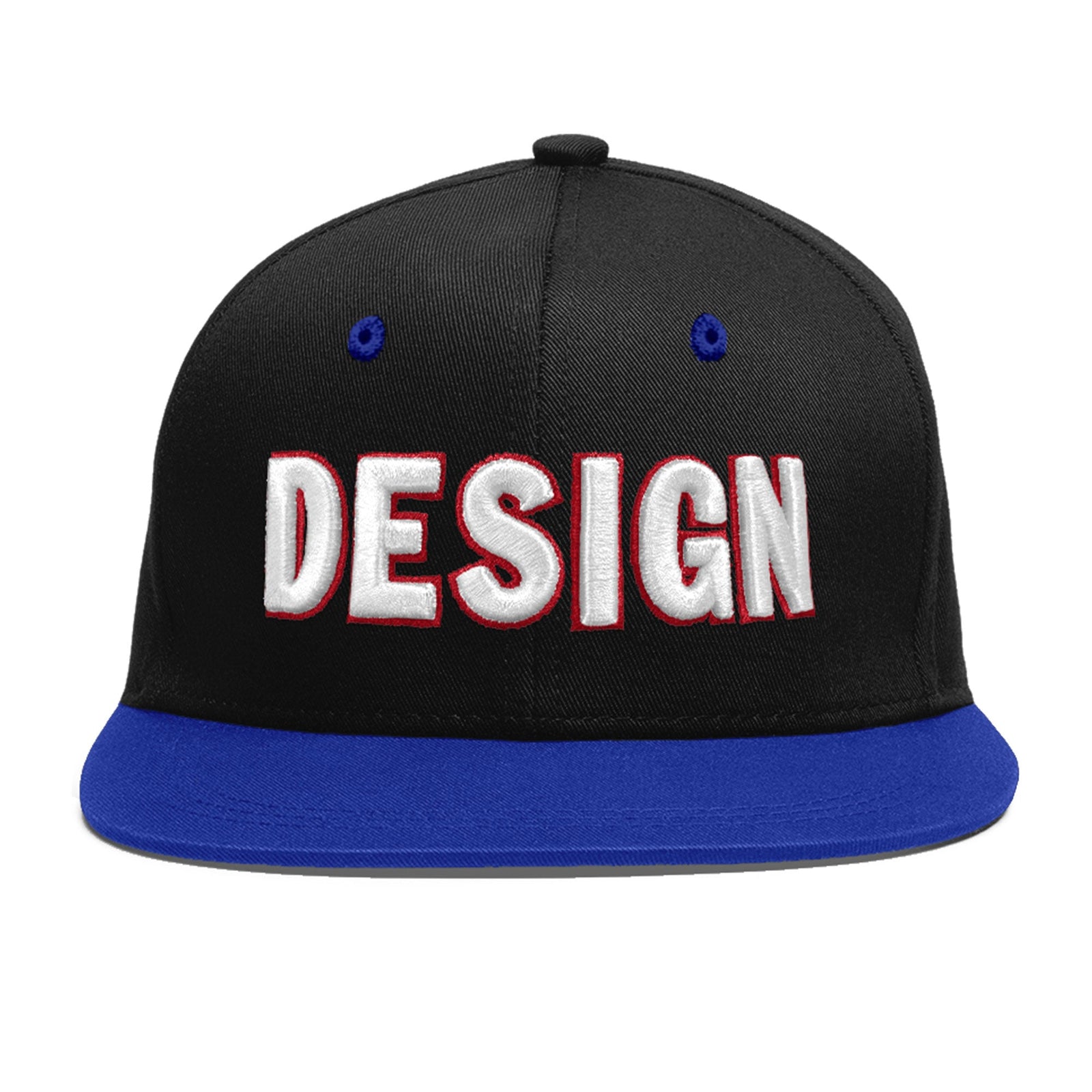 Custom Black Royal Blue 3D Puff Embroidery Flat Embroidery Casual Sport Baseball Cap