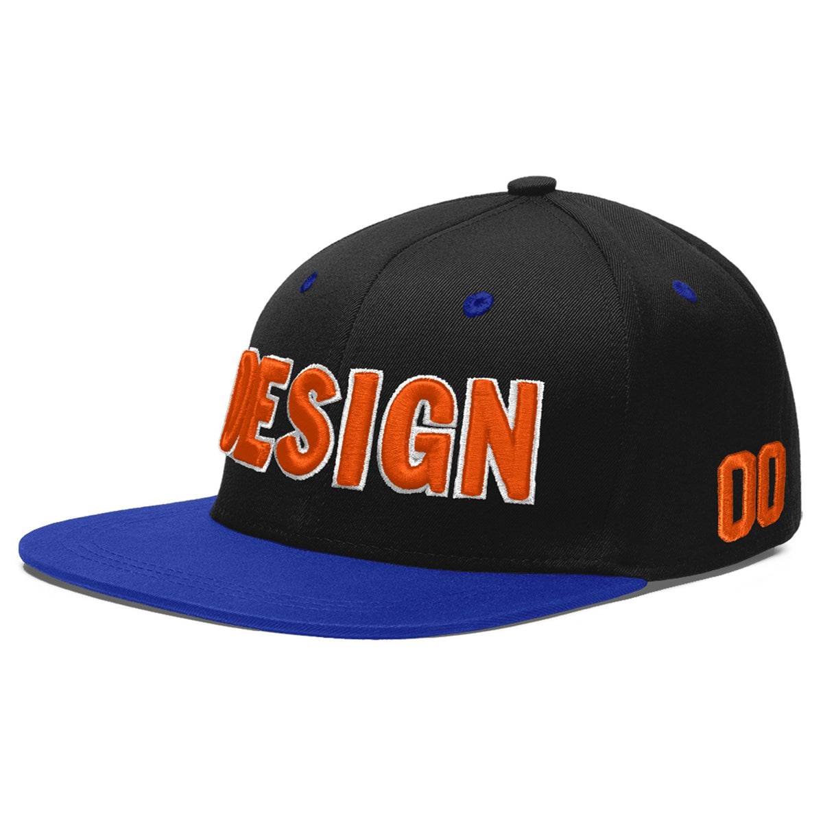 Custom Black Royal Blue 3D Puff Embroidery Flat Embroidery Casual Sport Baseball Cap