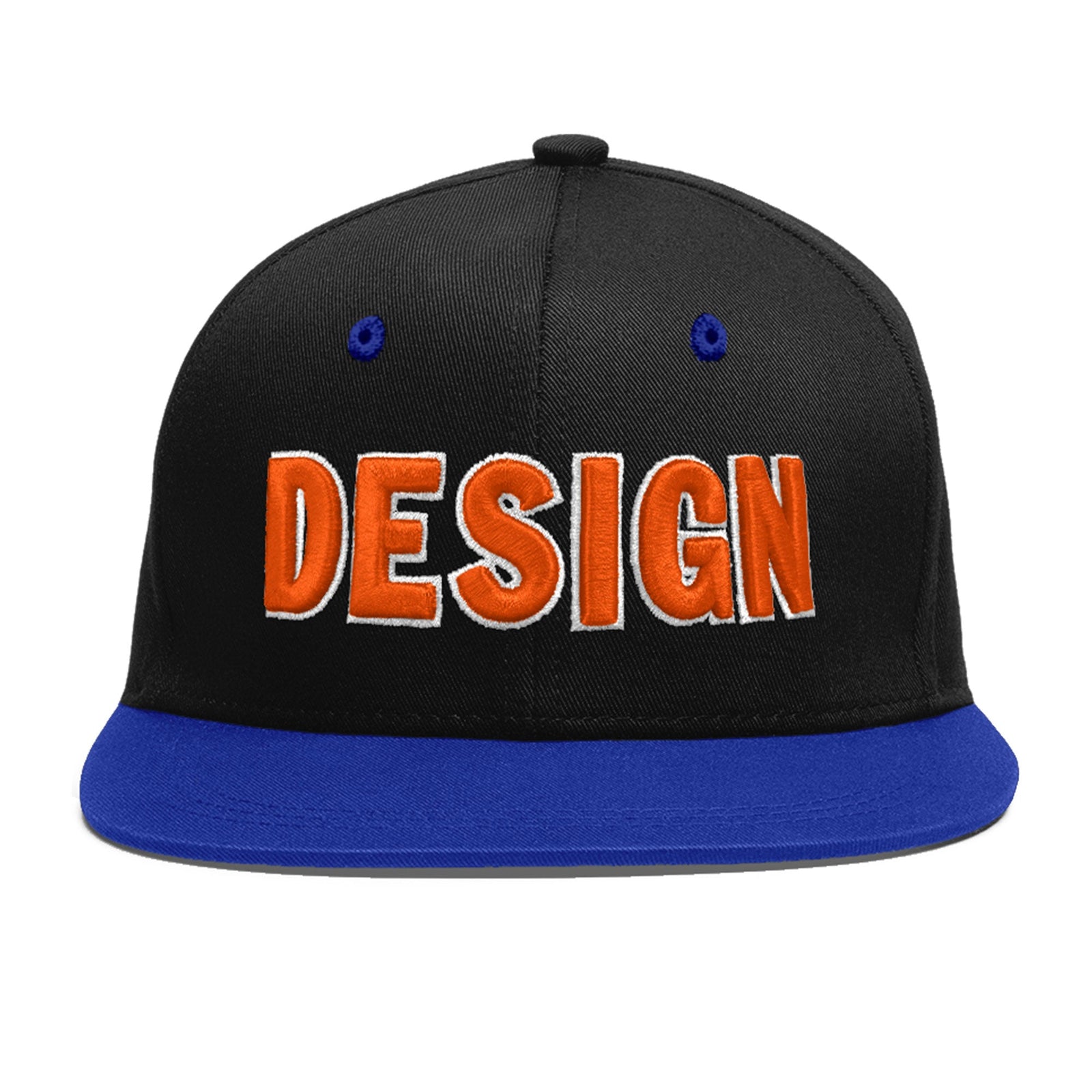 Custom Black Royal Blue 3D Puff Embroidery Flat Embroidery Casual Sport Baseball Cap