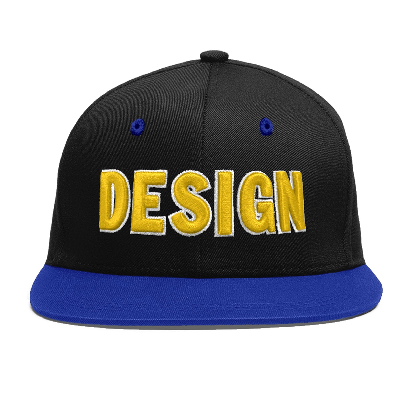 Custom Black Royal Blue 3D Puff Embroidery Flat Embroidery Casual Sport Baseball Cap