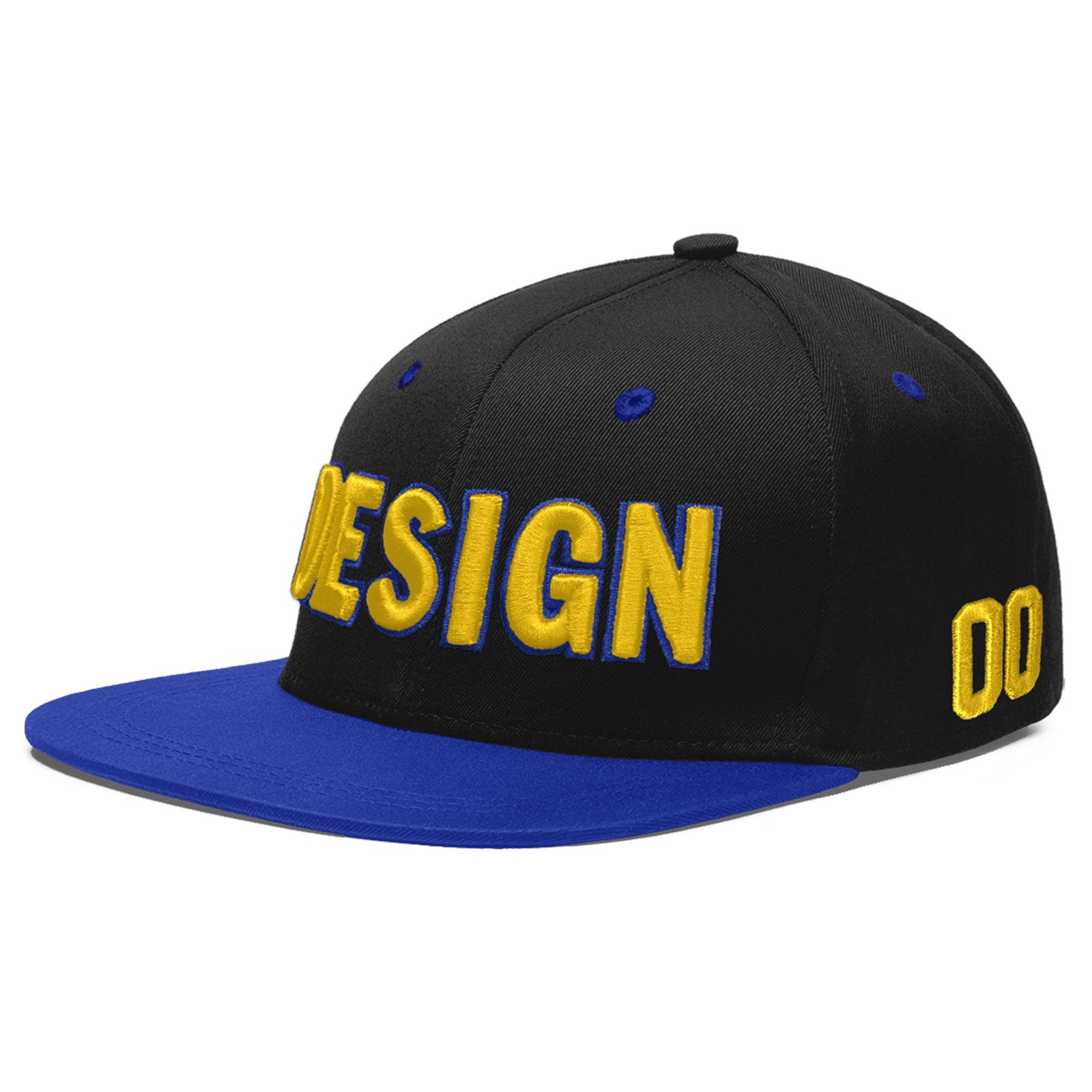 Custom Black Royal Blue 3D Puff Embroidery Flat Embroidery Casual Sport Baseball Cap