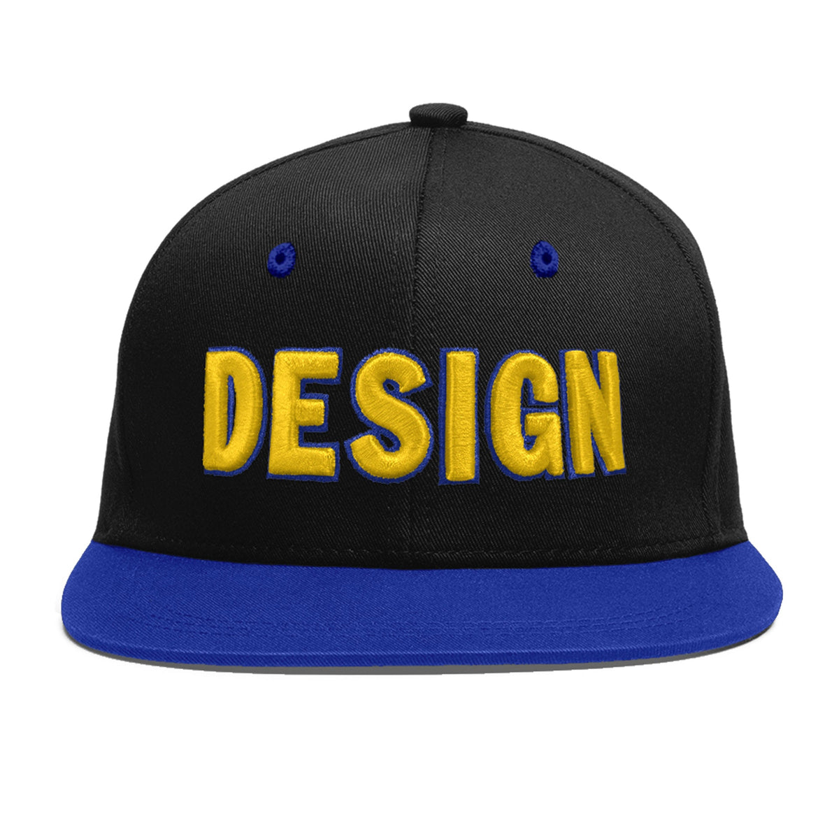 Custom Black Royal Blue 3D Puff Embroidery Flat Embroidery Casual Sport Baseball Cap