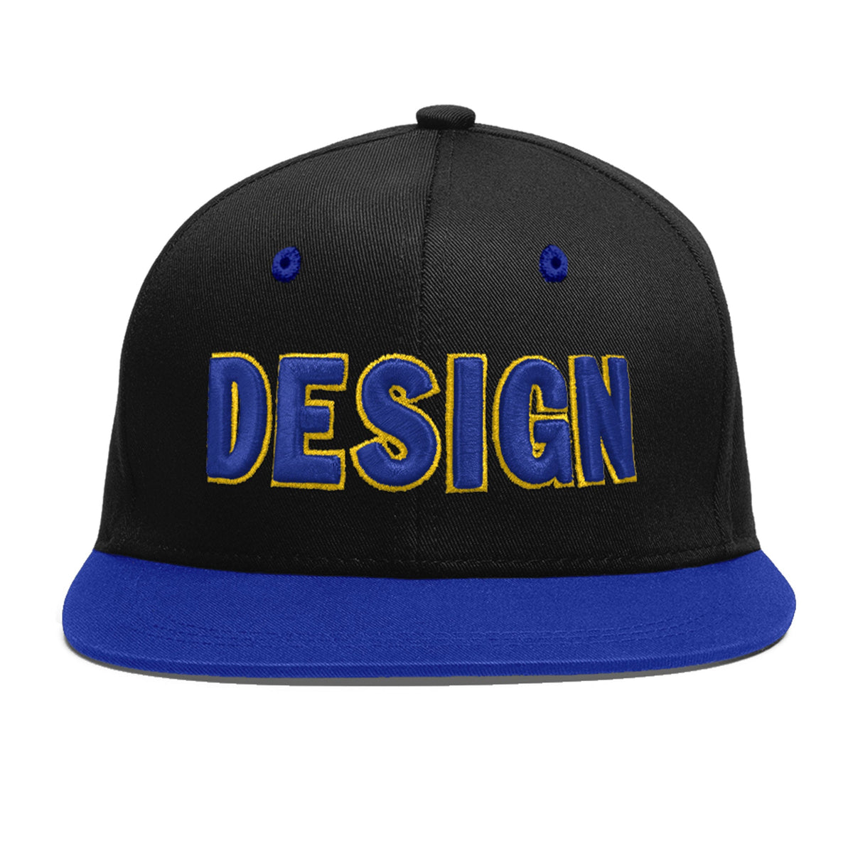 Custom Black Royal Blue 3D Puff Embroidery Flat Embroidery Casual Sport Baseball Cap