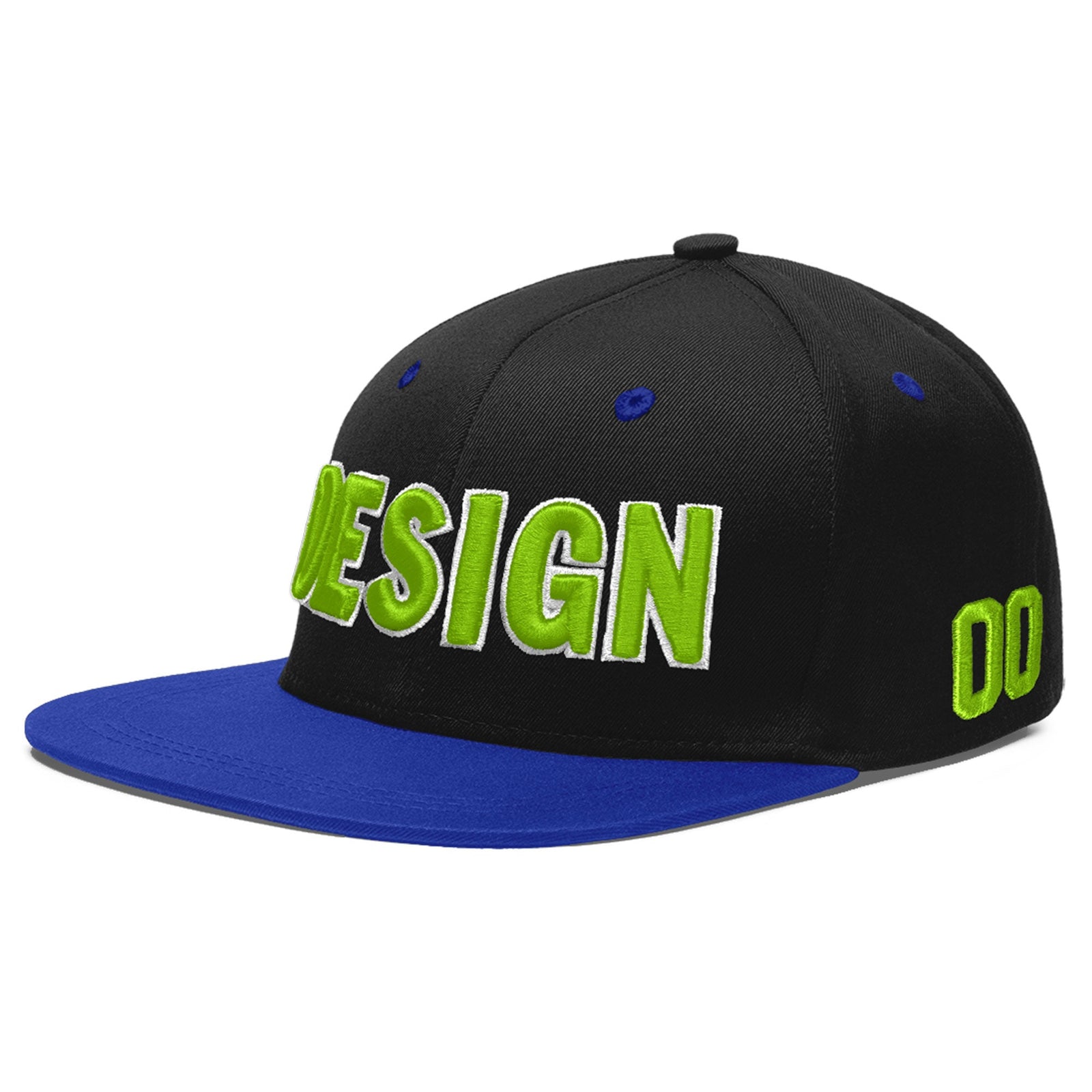 Custom Black Royal Blue 3D Puff Embroidery Flat Embroidery Casual Sport Baseball Cap