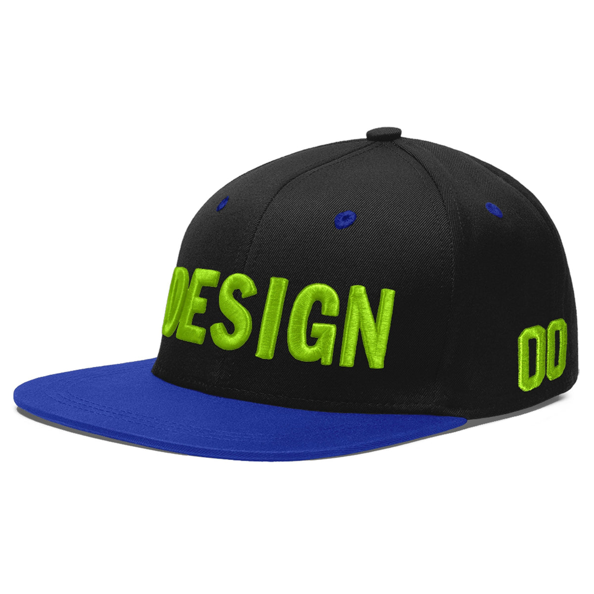 Custom Black Royal Blue 3D Puff Embroidery Flat Embroidery Casual Sport Baseball Cap